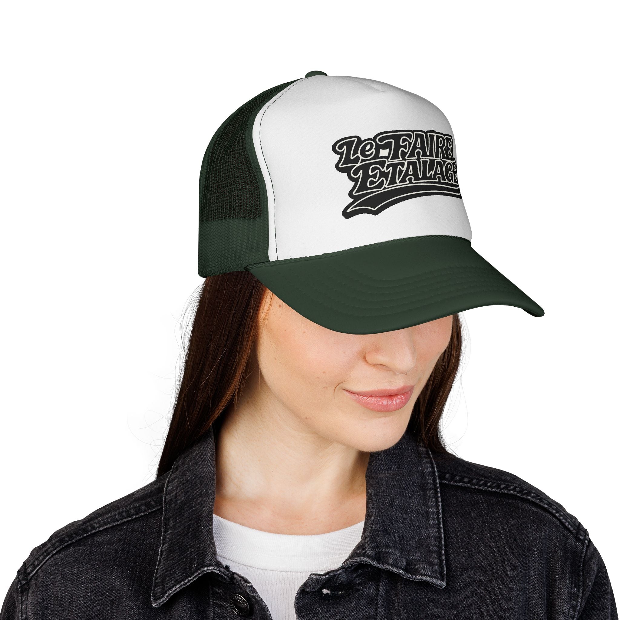 Trucker Cap — Retro 'Le Faire Étalage' Script Mesh Hat