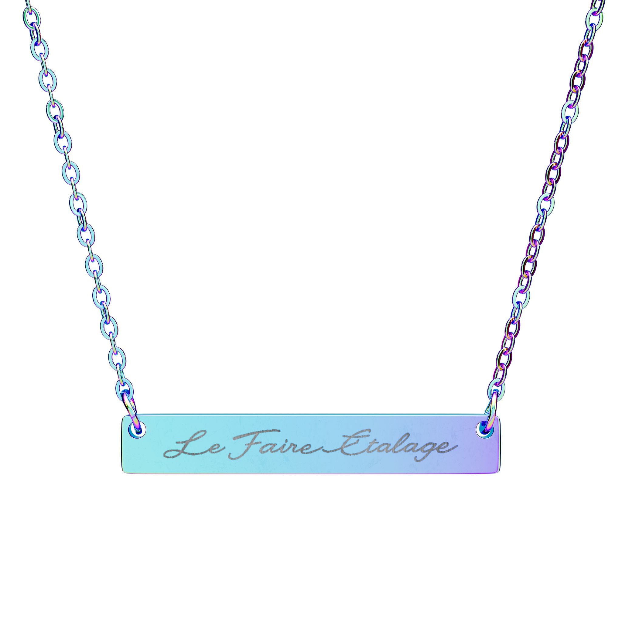 Le Faire Étalage Script Bar Necklace