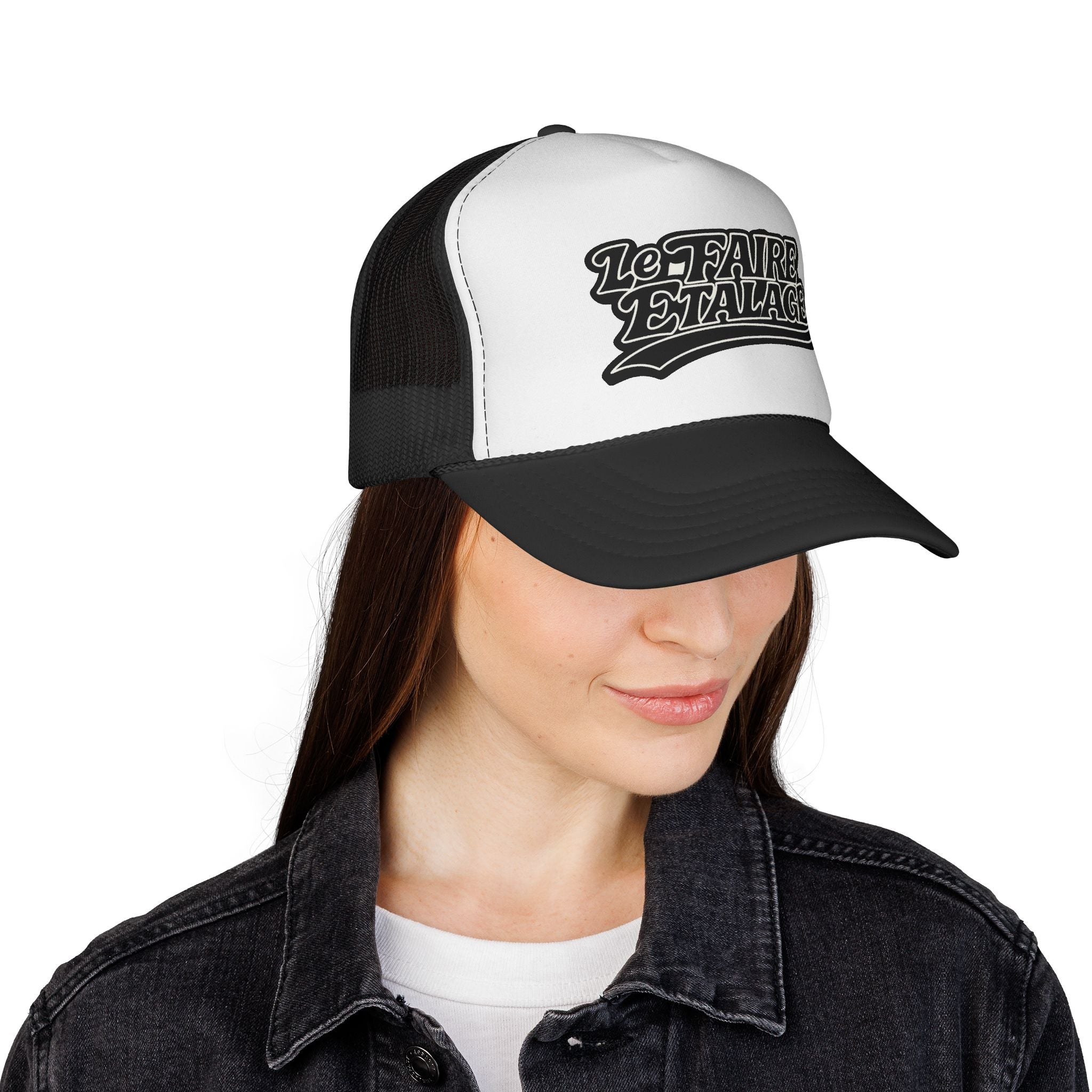 Trucker Cap — Retro 'Le Faire Étalage' Script Mesh Hat