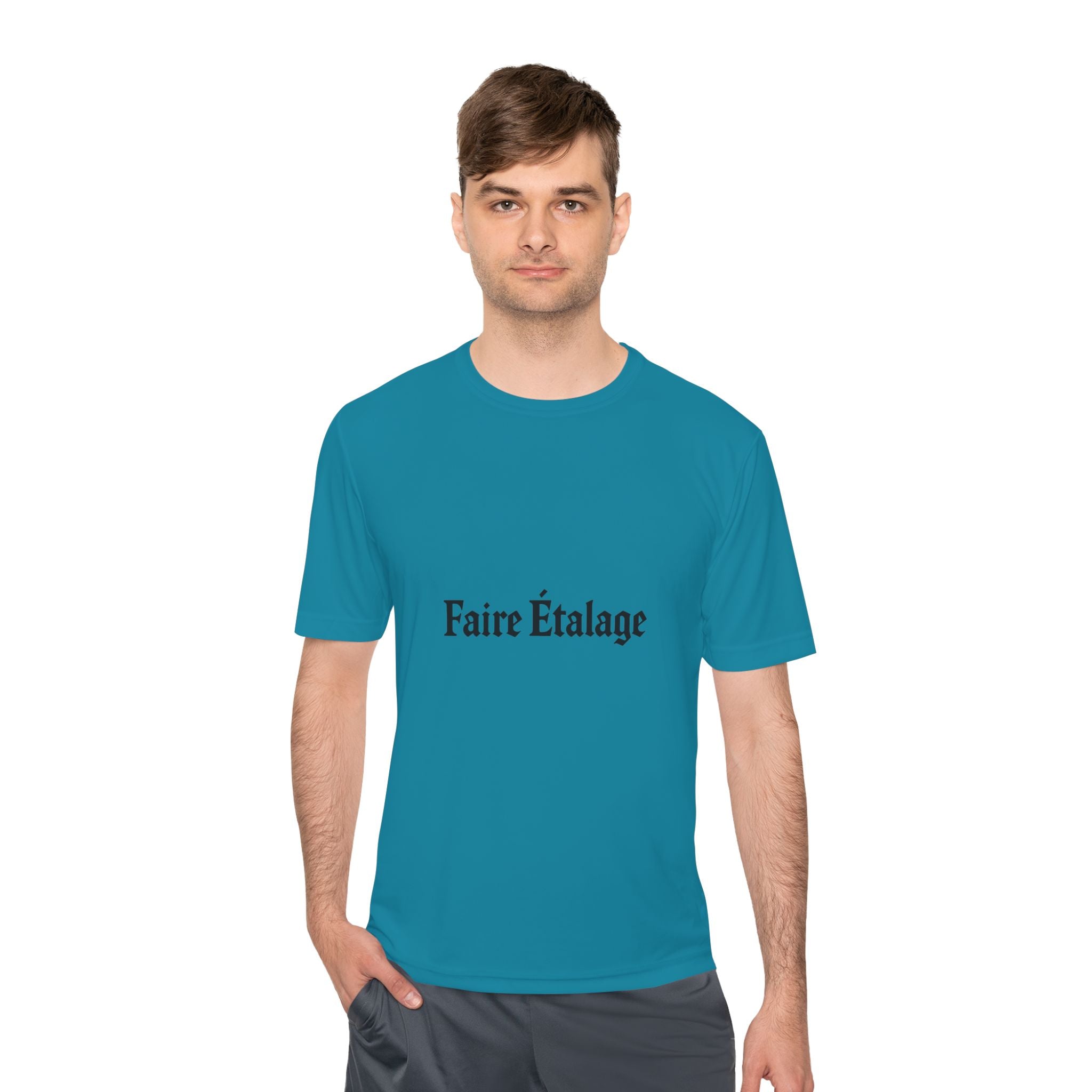 Faire Étalage Logo Tee — Minimal French Typography Moisture-Wicking Shirt