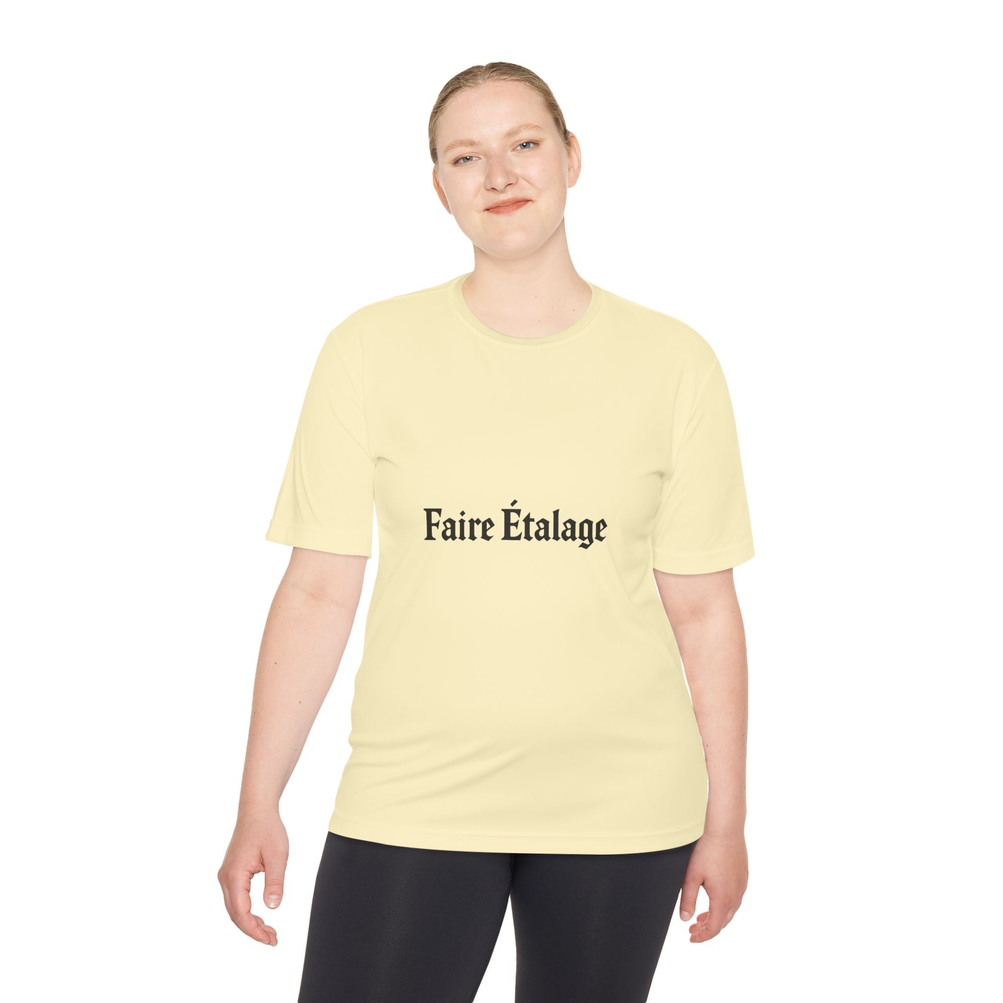Faire Étalage Logo Tee — Minimal French Typography Moisture-Wicking Shirt