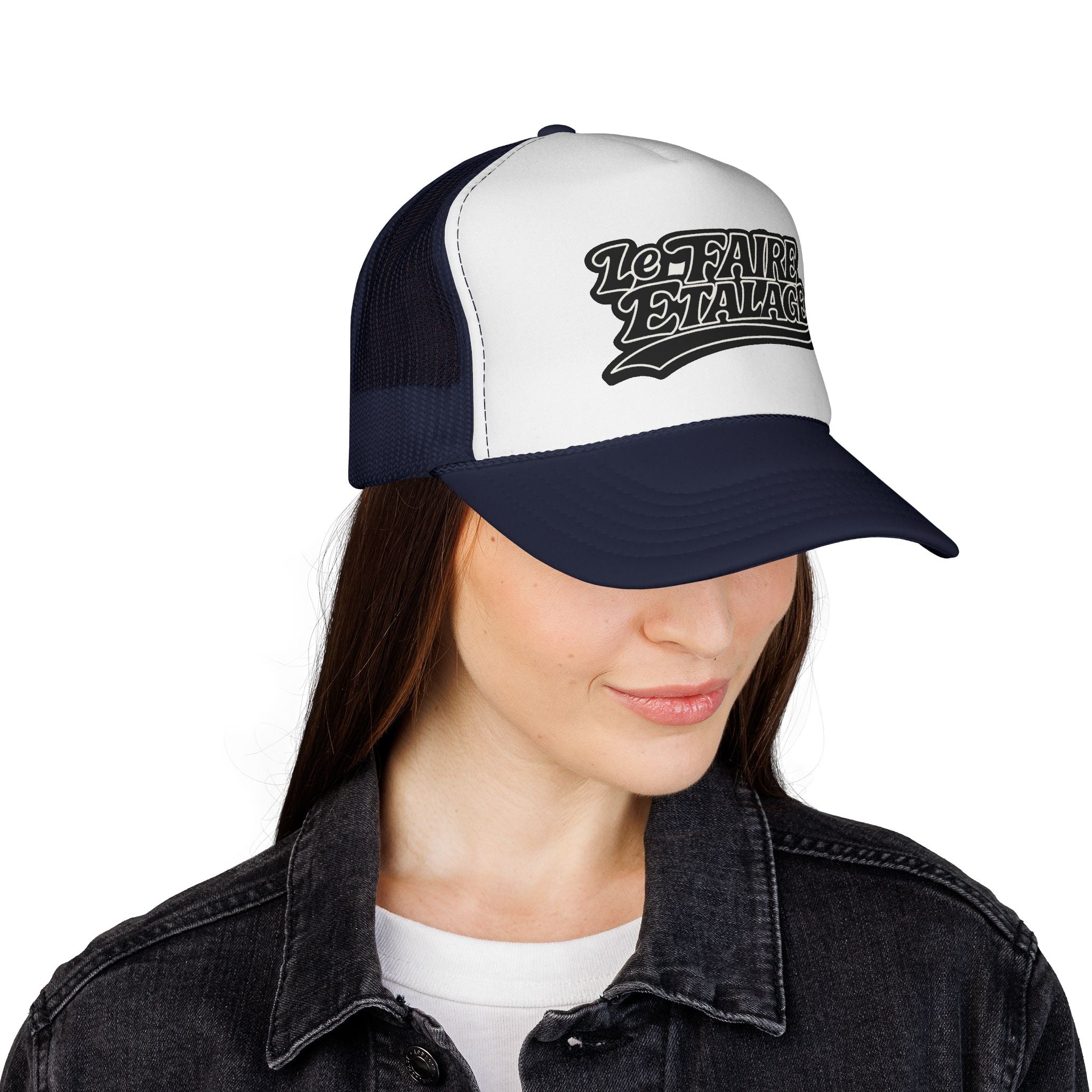 Trucker Cap — Retro 'Le Faire Étalage' Script Mesh Hat