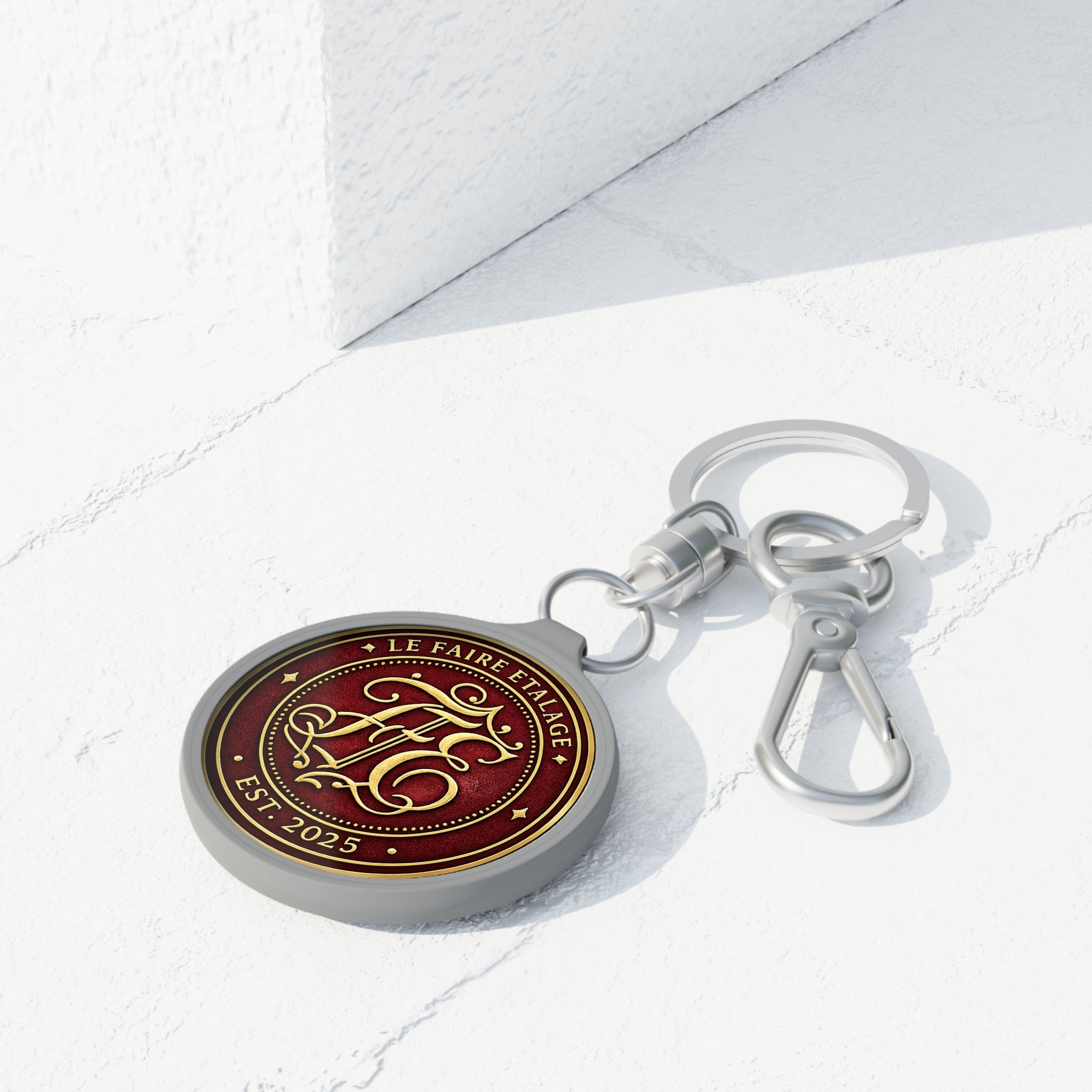 Leather Monogram Keyring Tag – "Le Faire Étalage" EST. 2025 Vintage Keychain