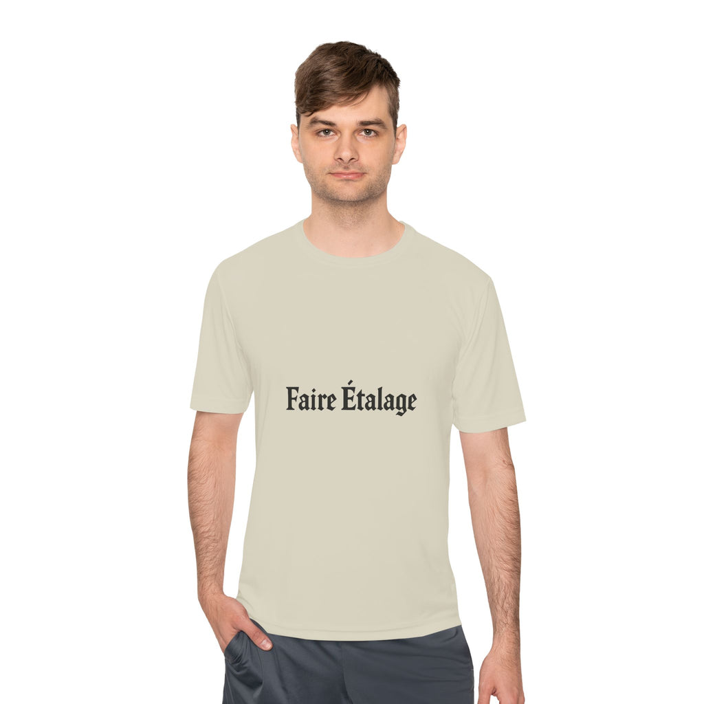 Faire Étalage Logo Tee — Minimal French Typography Moisture-Wicking Shirt