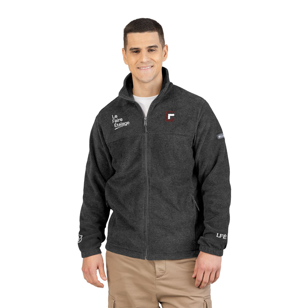 Embroidered Columbia Fleece Jacket — Charcoal Cozy Outdoor Jacket