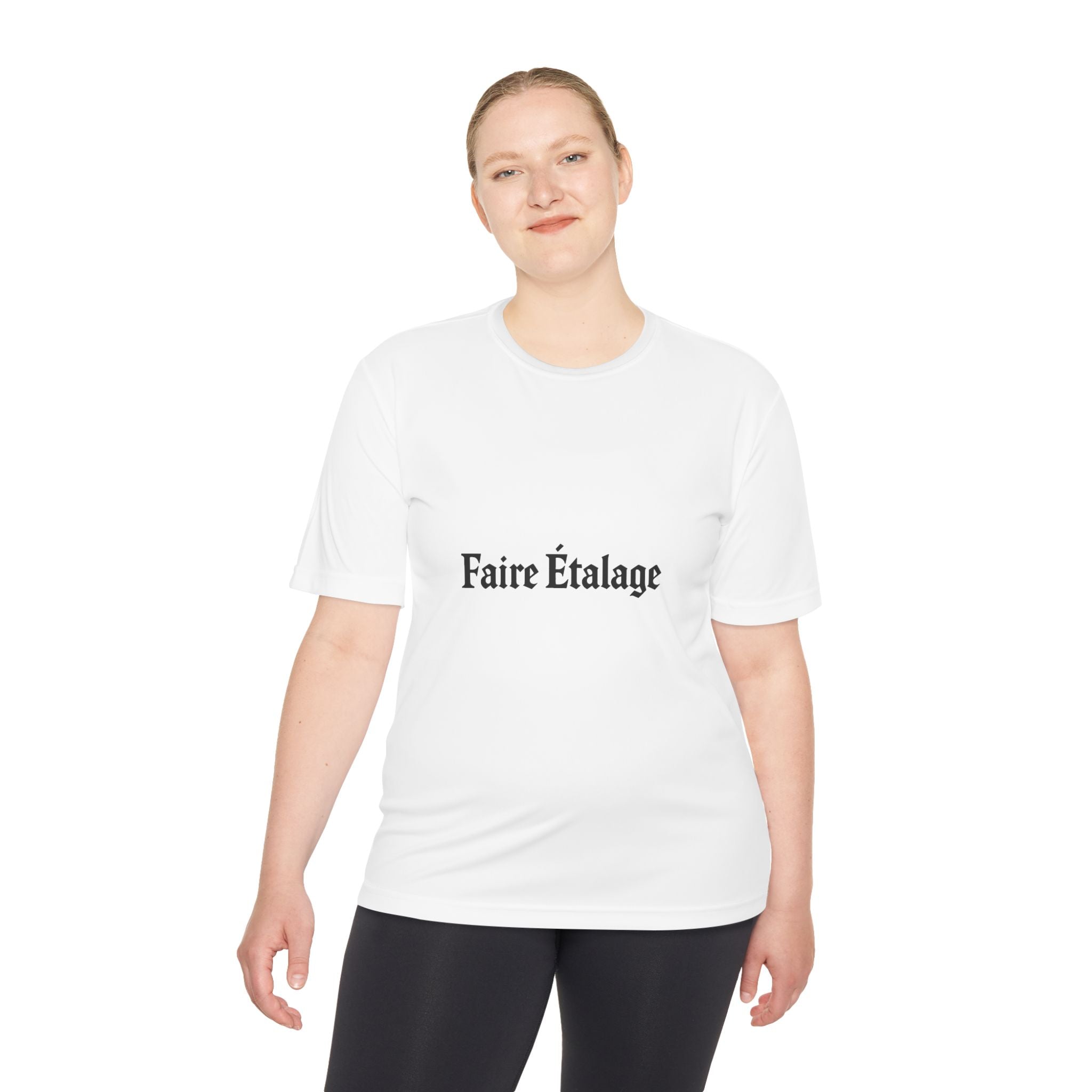 Faire Étalage Logo Tee — Minimal French Typography Moisture-Wicking Shirt