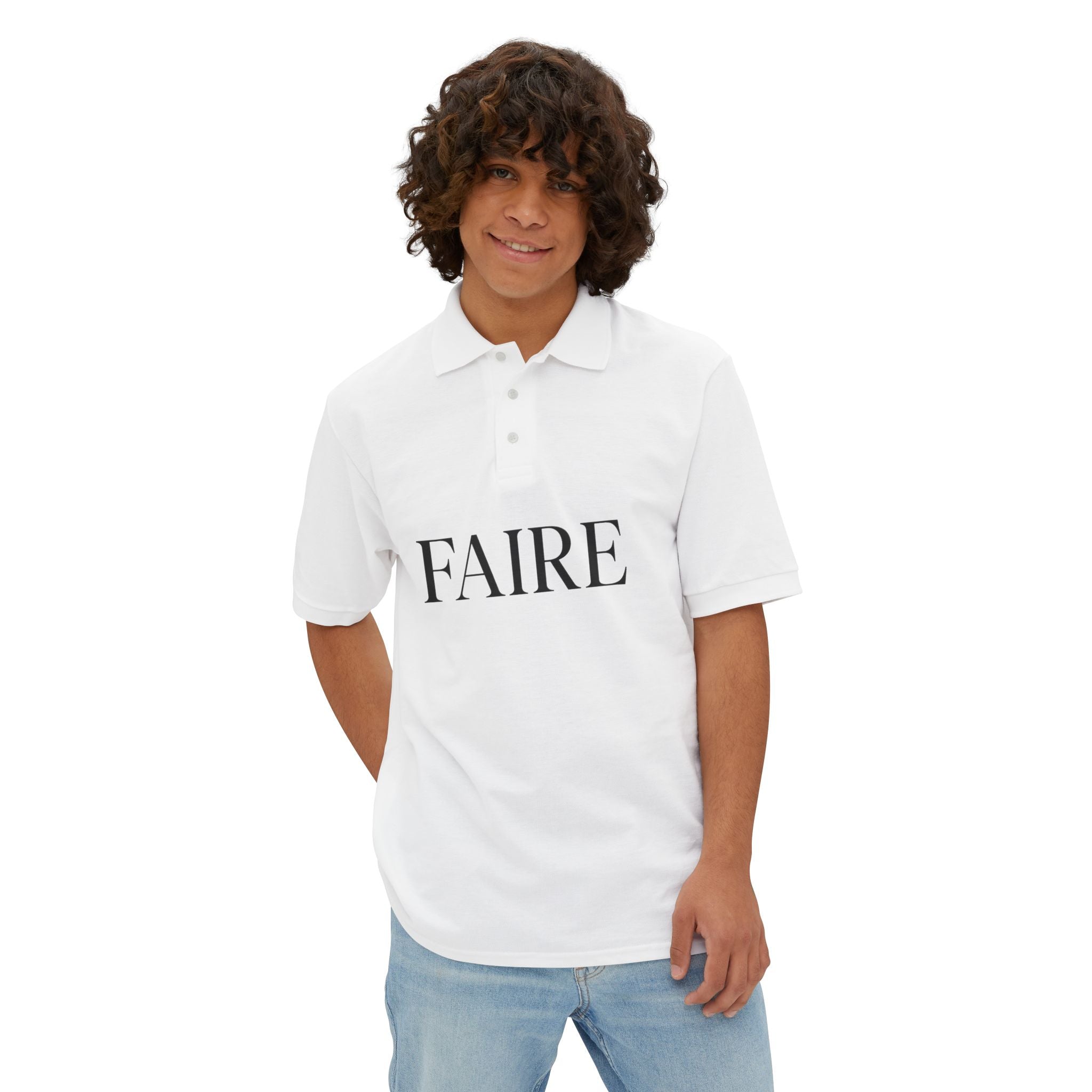 Faire Étalage Polo — Minimal French Word Graphic Polo Shirt