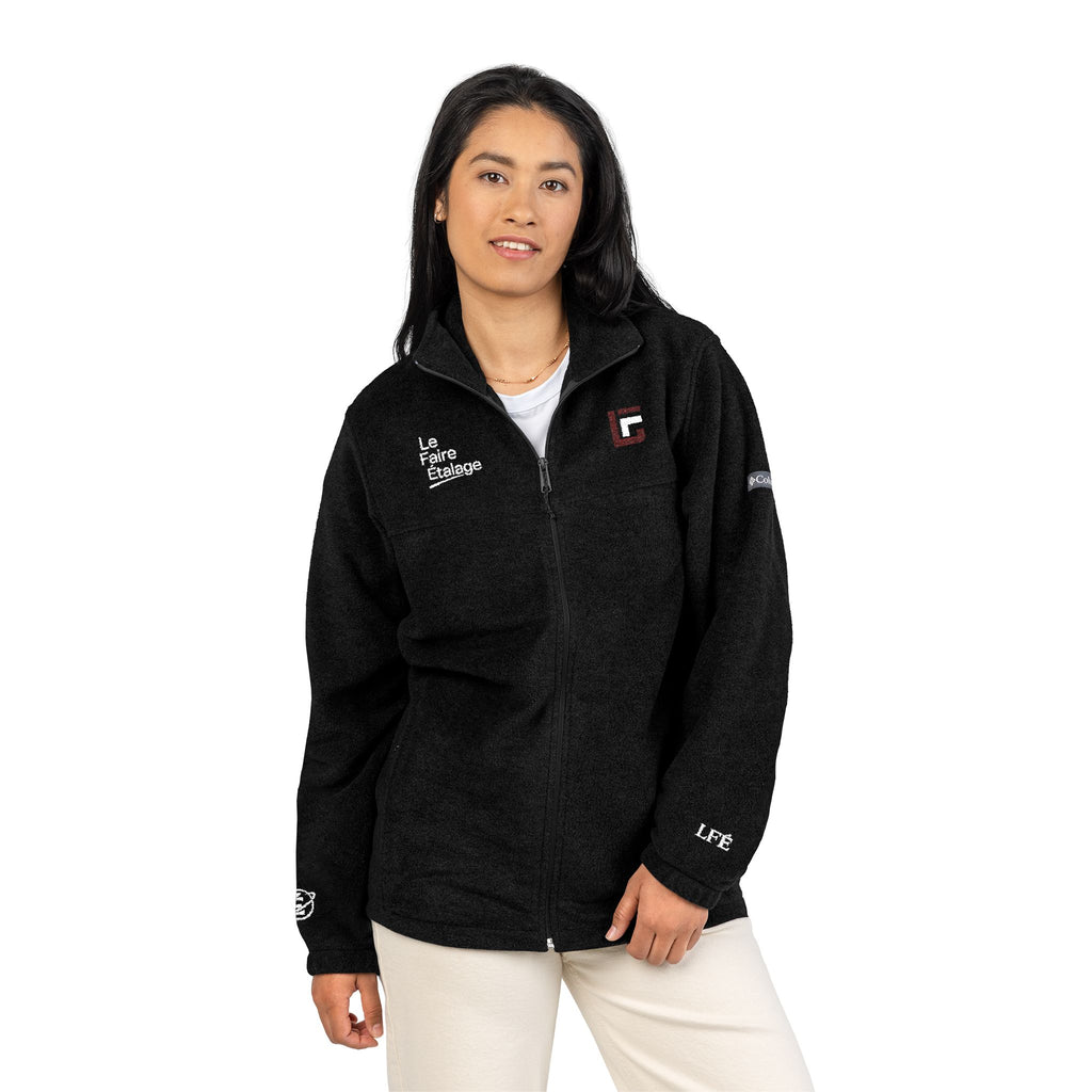 Embroidered Columbia Fleece Jacket — Charcoal Cozy Outdoor Jacket