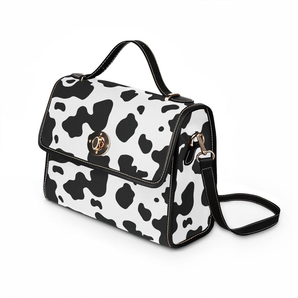 Cow Print Waterproof Canvas Bag — Black