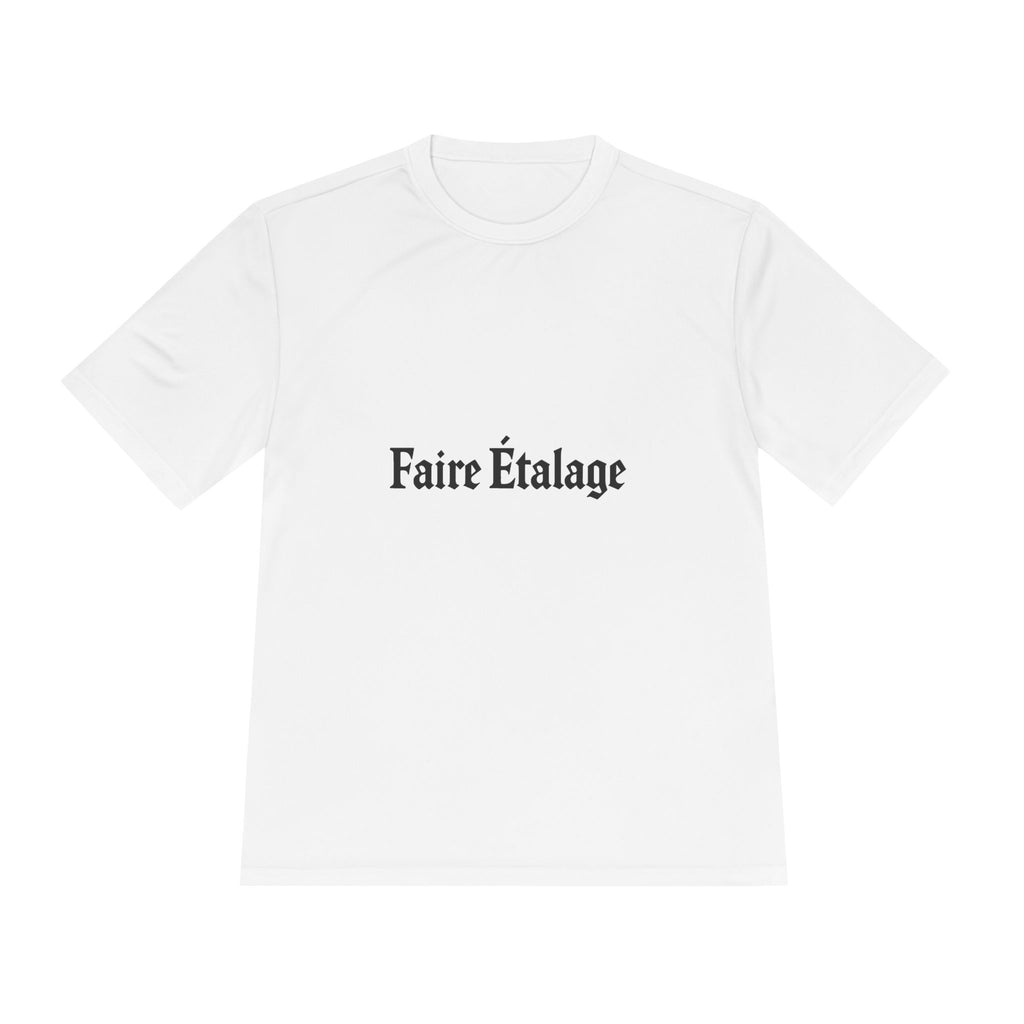 Faire Étalage Logo Tee — Minimal French Typography Moisture-Wicking Shirt