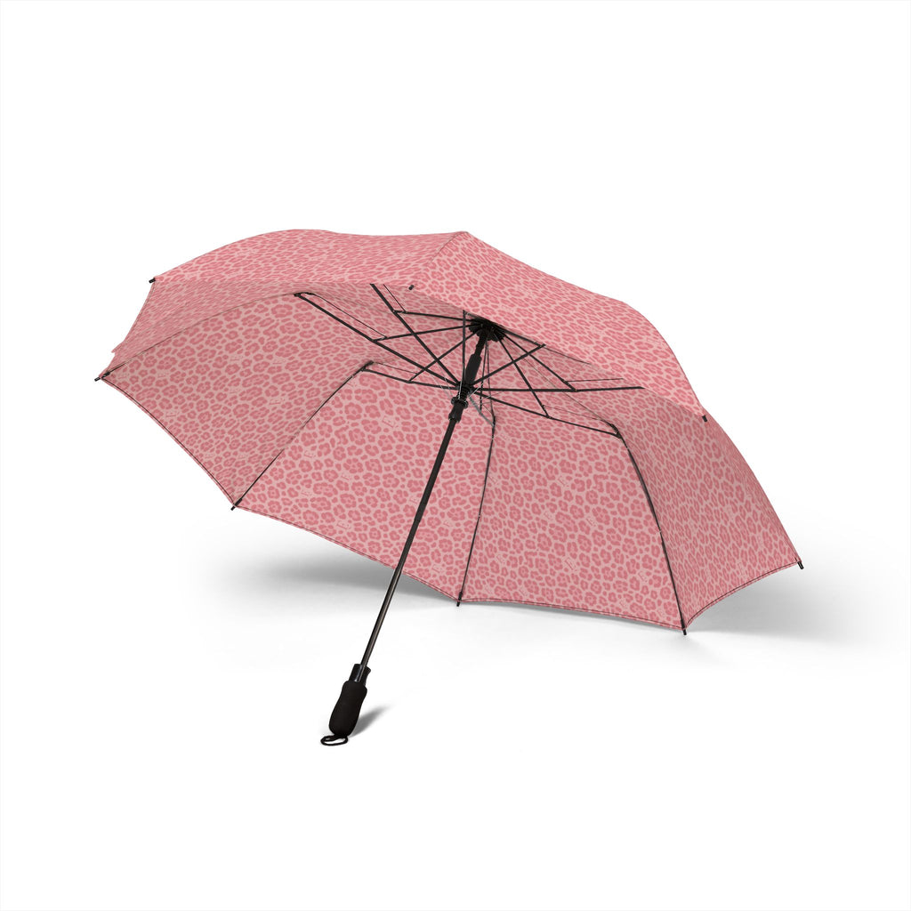 Foldable Umbrella — Compact Semi-Automatic Rain Umbrella with Pink Leopard Print