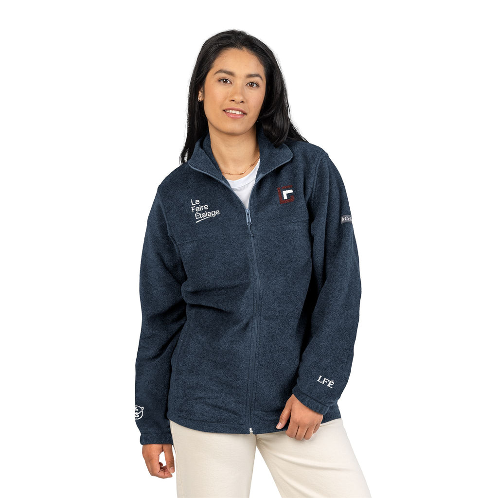 Embroidered Columbia Fleece Jacket — Charcoal Cozy Outdoor Jacket
