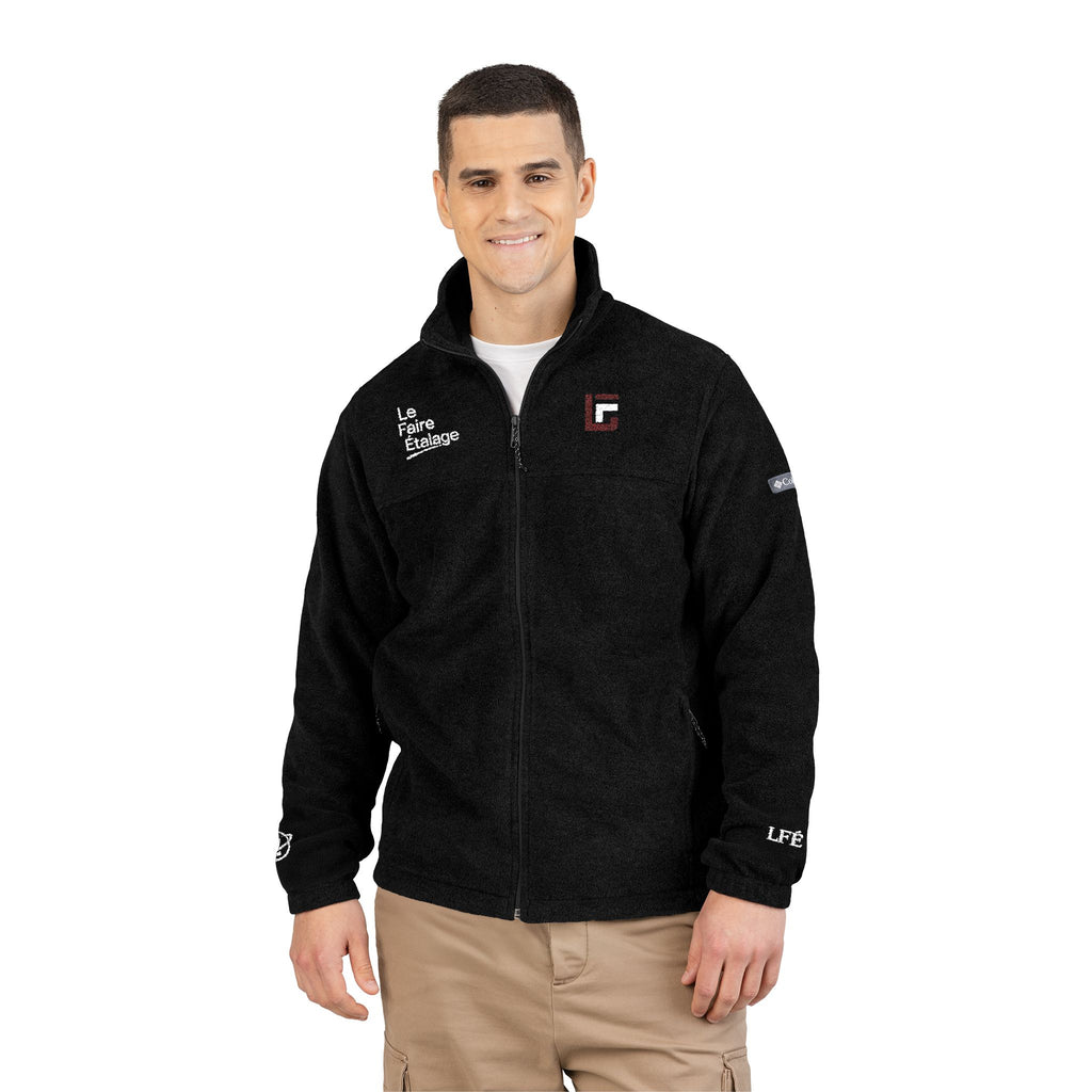Embroidered Columbia Fleece Jacket — Charcoal Cozy Outdoor Jacket