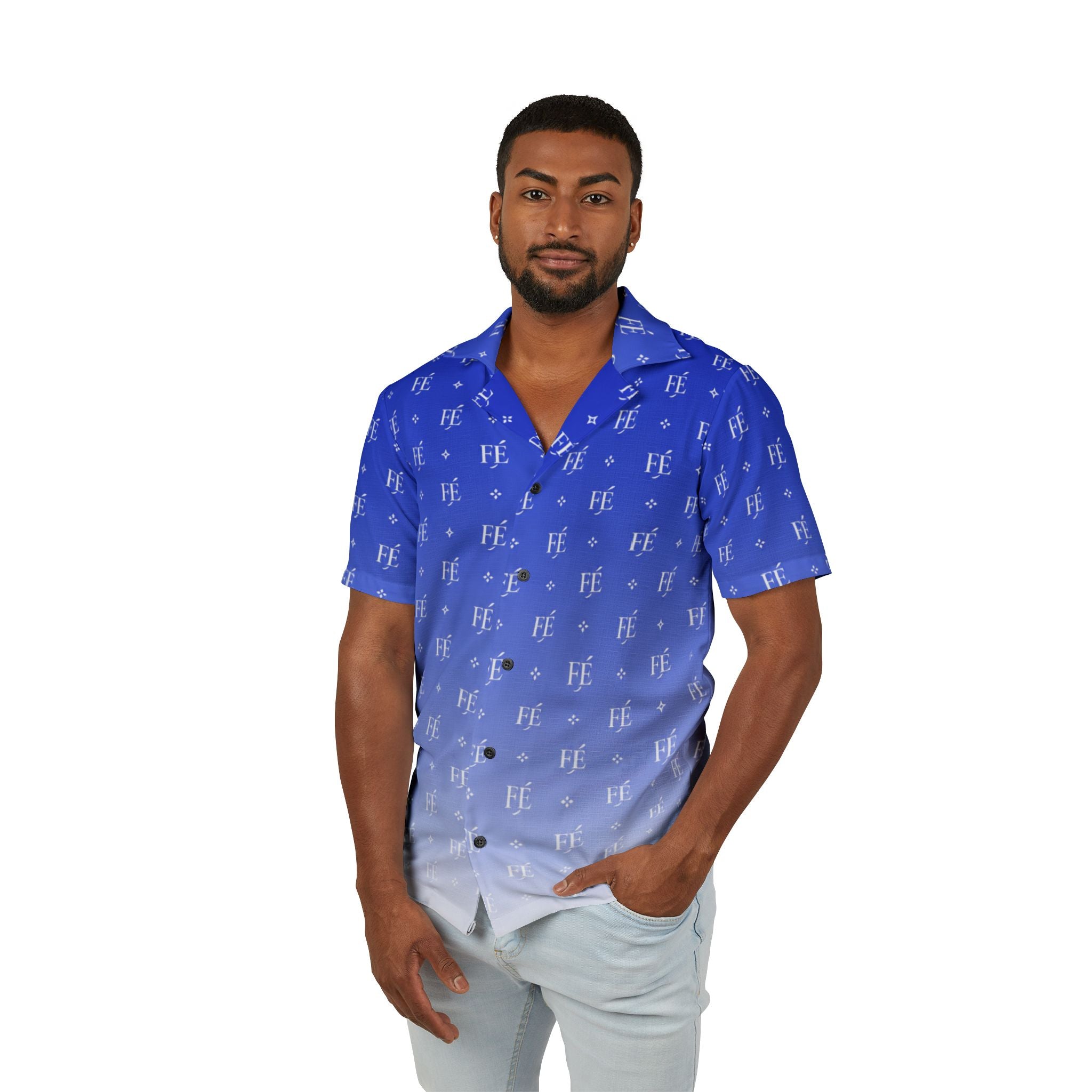 Le Faire Étalage Monogram Fade Camp Shirt - Blue