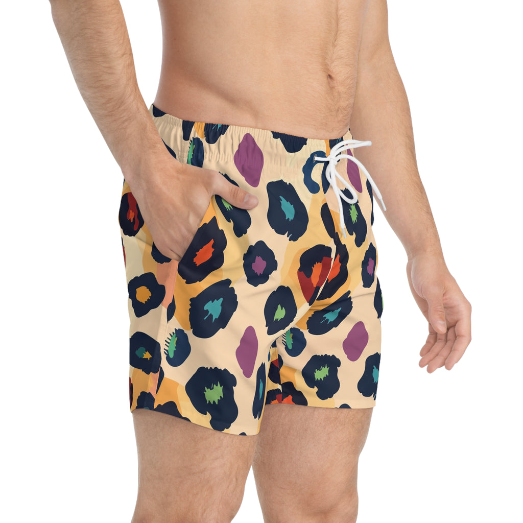 Le Faire Étalage Colorful Leopard Print Swim Trunks