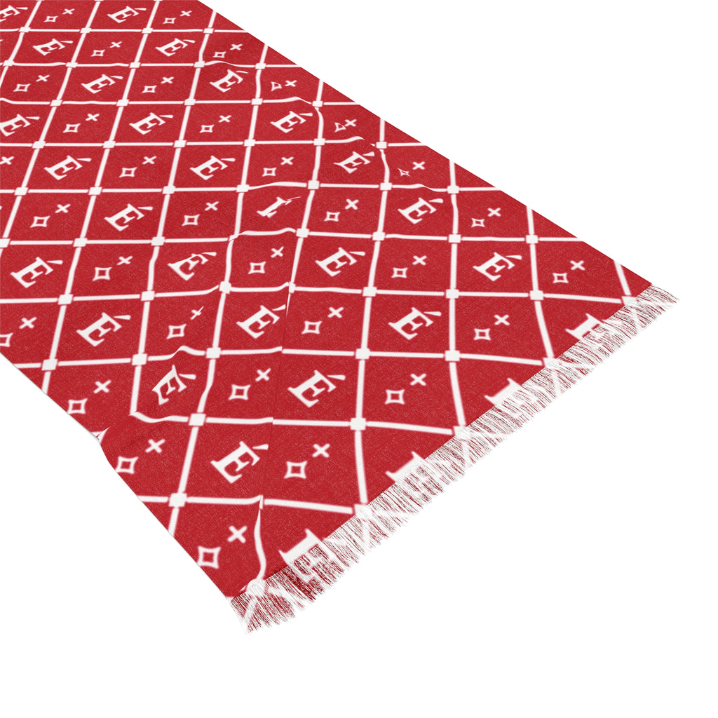 Monogram Lattice Light Scarf — Reversible Red/Pink Knit Fashion Scarf