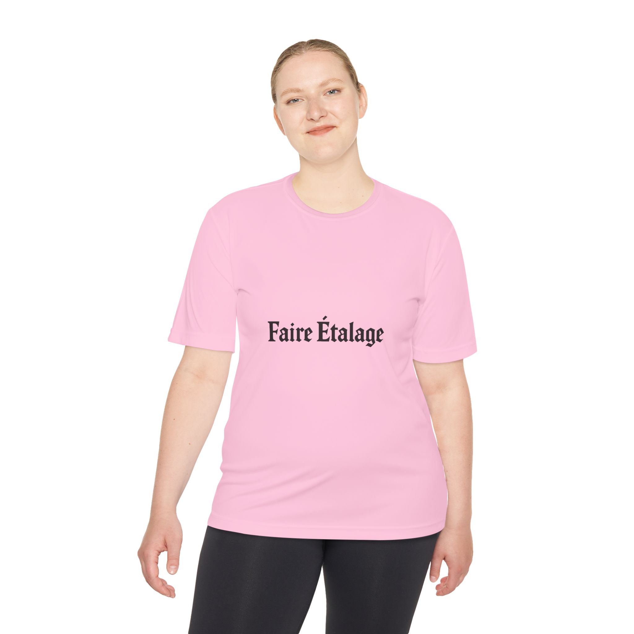 Faire Étalage Logo Tee — Minimal French Typography Moisture-Wicking Shirt