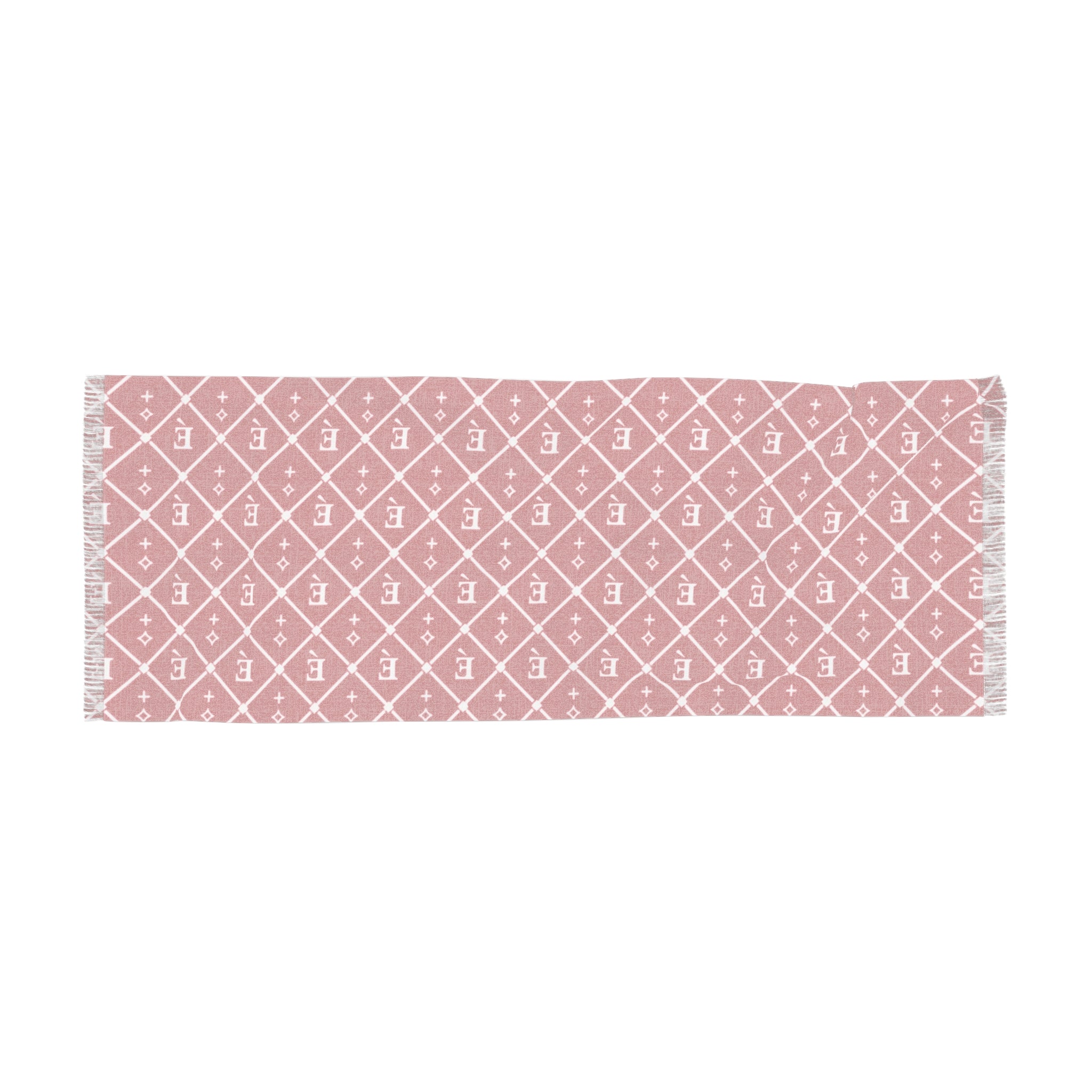 Monogram Lattice Light Scarf — Reversible Red/Pink Knit Fashion Scarf