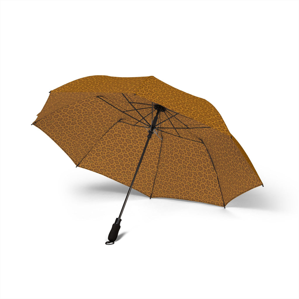Foldable Umbrella — Compact Semi-Automatic Rain Umbrella with Brown Leopard Print