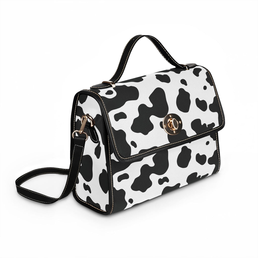 Cow Print Waterproof Canvas Bag — Black