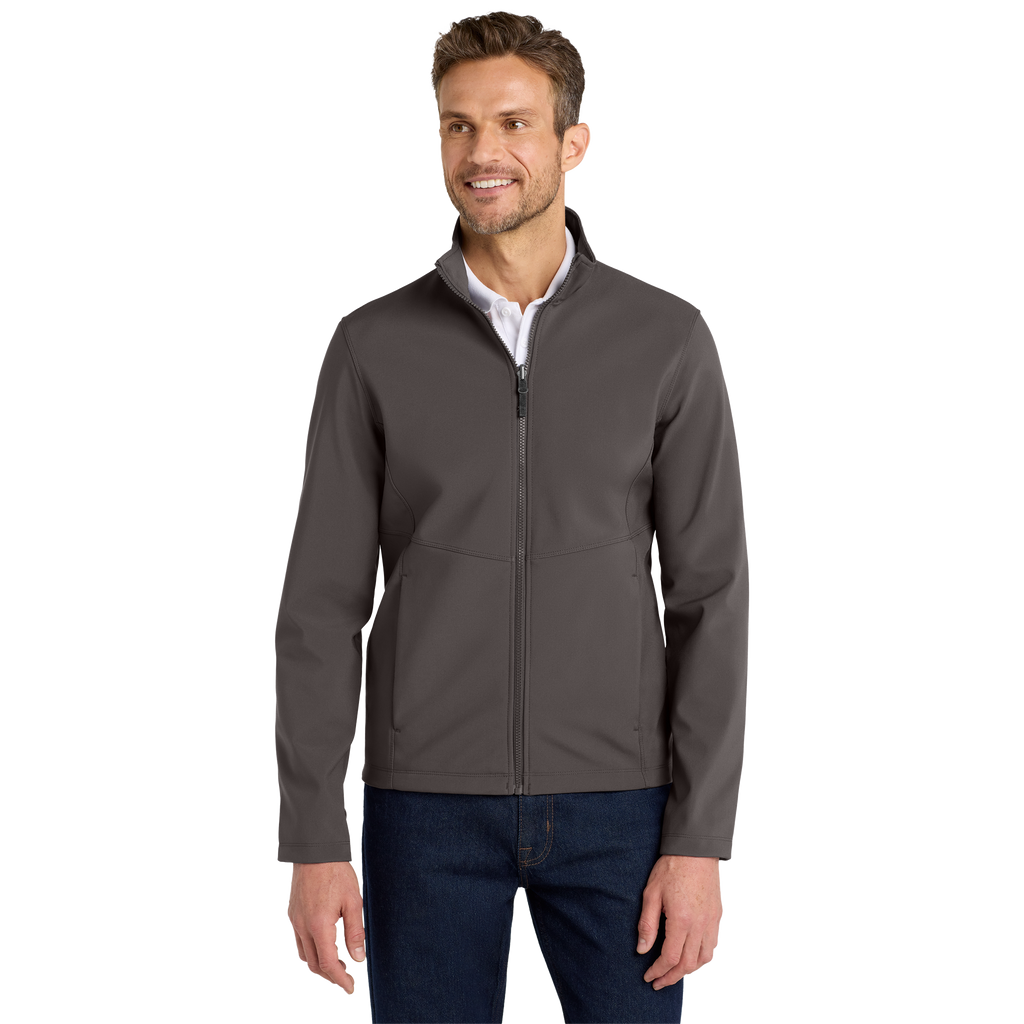 Men's Embroidered Soft Shell Jacket — Lightweight Windproof Work & Casual Coat