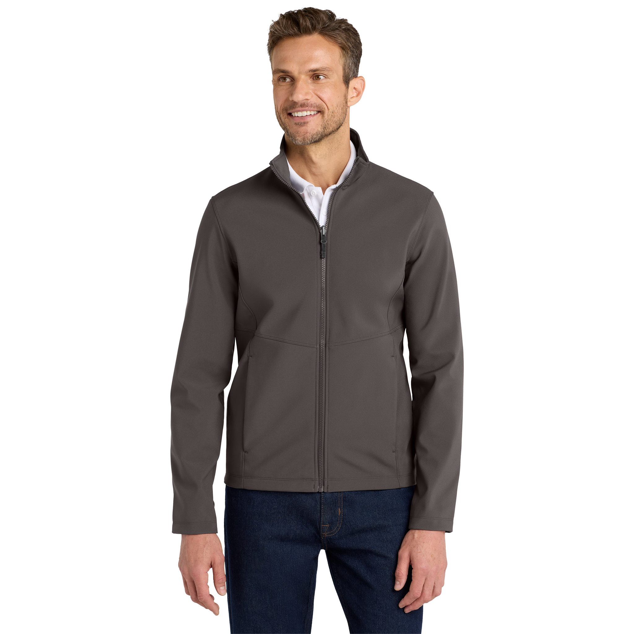 Men's Embroidered Soft Shell Jacket — Lightweight Windproof Work & Casual Coat