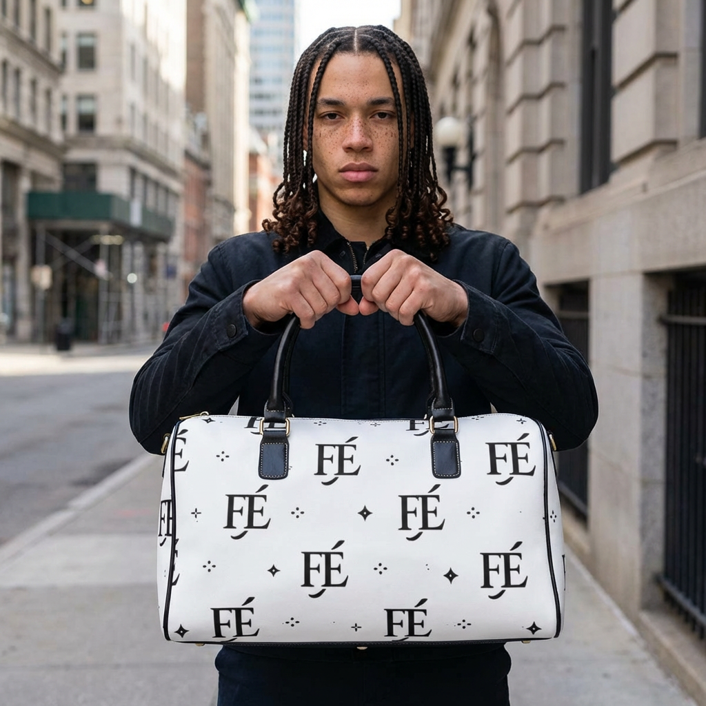 FÉ Monogram Leather Weekender — White