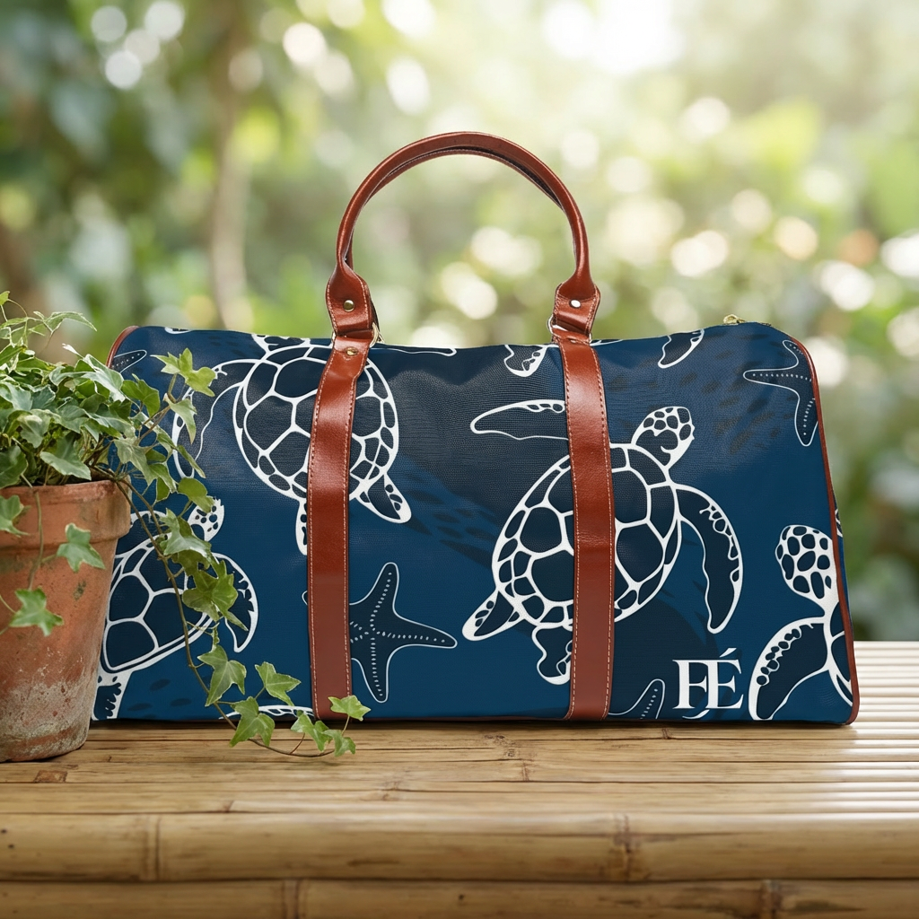 Le Faire Étalage Navy Sea Turtle Waterproof Travel Bag