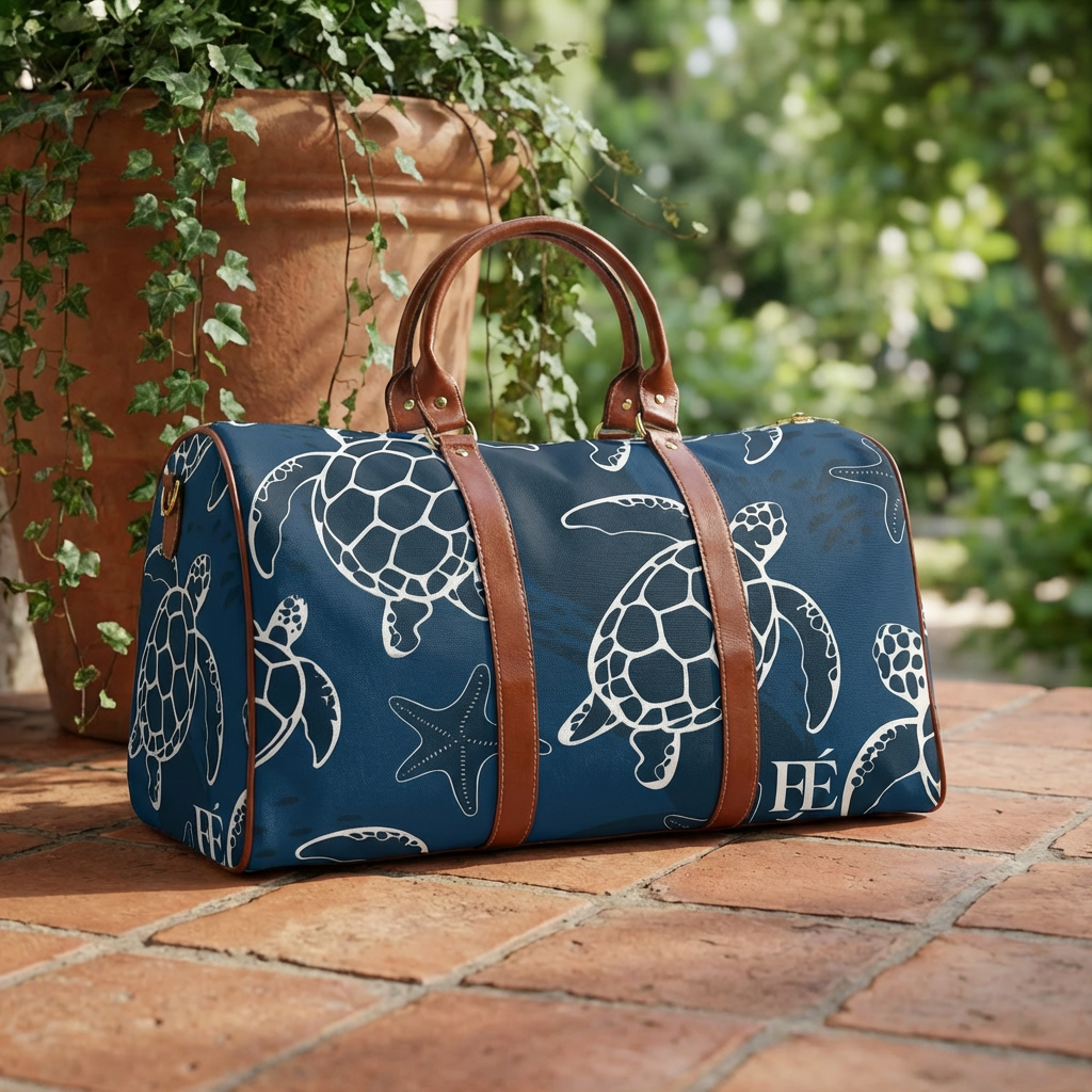Le Faire Étalage Navy Sea Turtle Waterproof Travel Bag