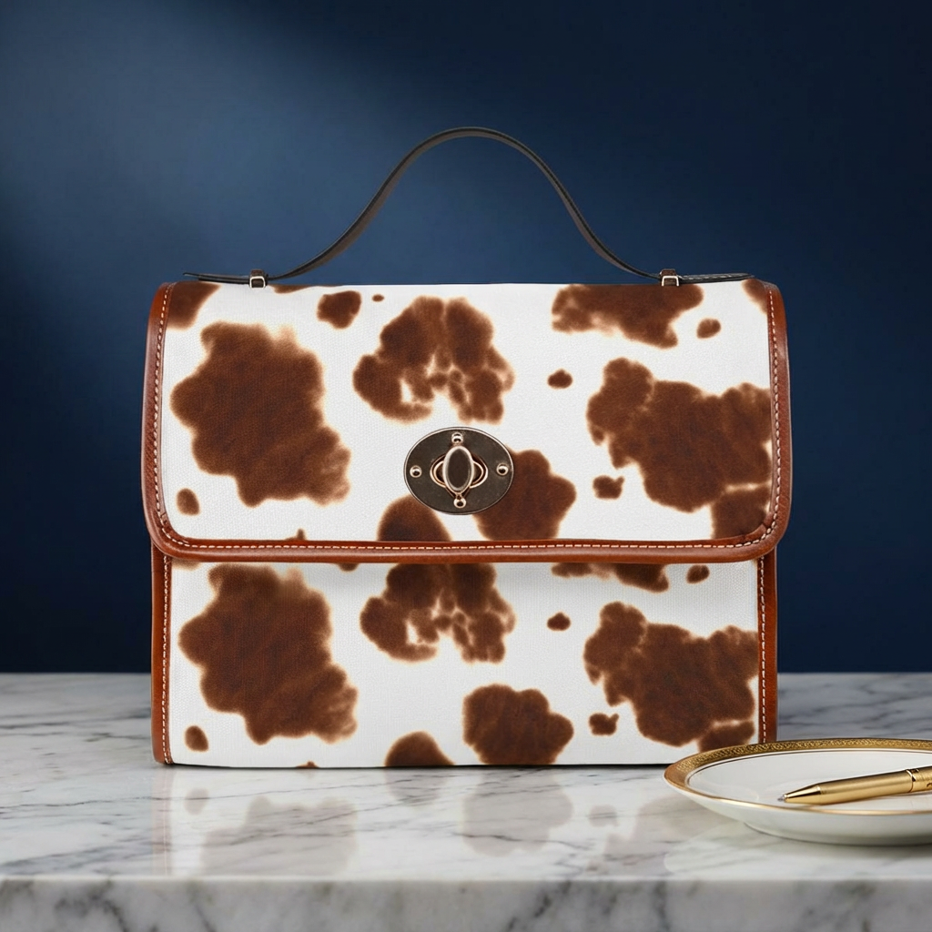 Étalage Cowhide Print Canvas Bag