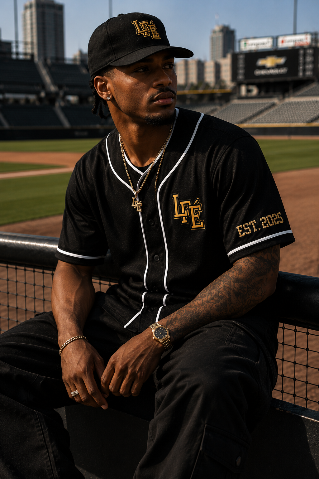 Le Faire Étalage Heritage Baseball Jersey — Black