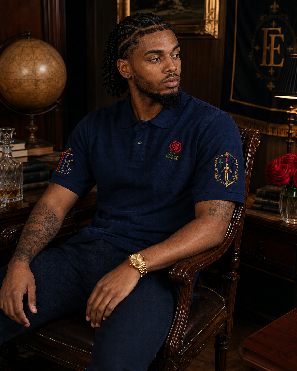 Le Faire Étalage Embroidered Floral Crest Polo