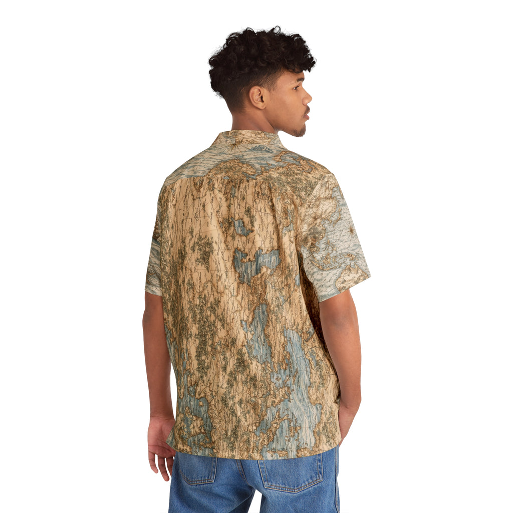 Vintage Nautical Map Hawaiian Shirt
