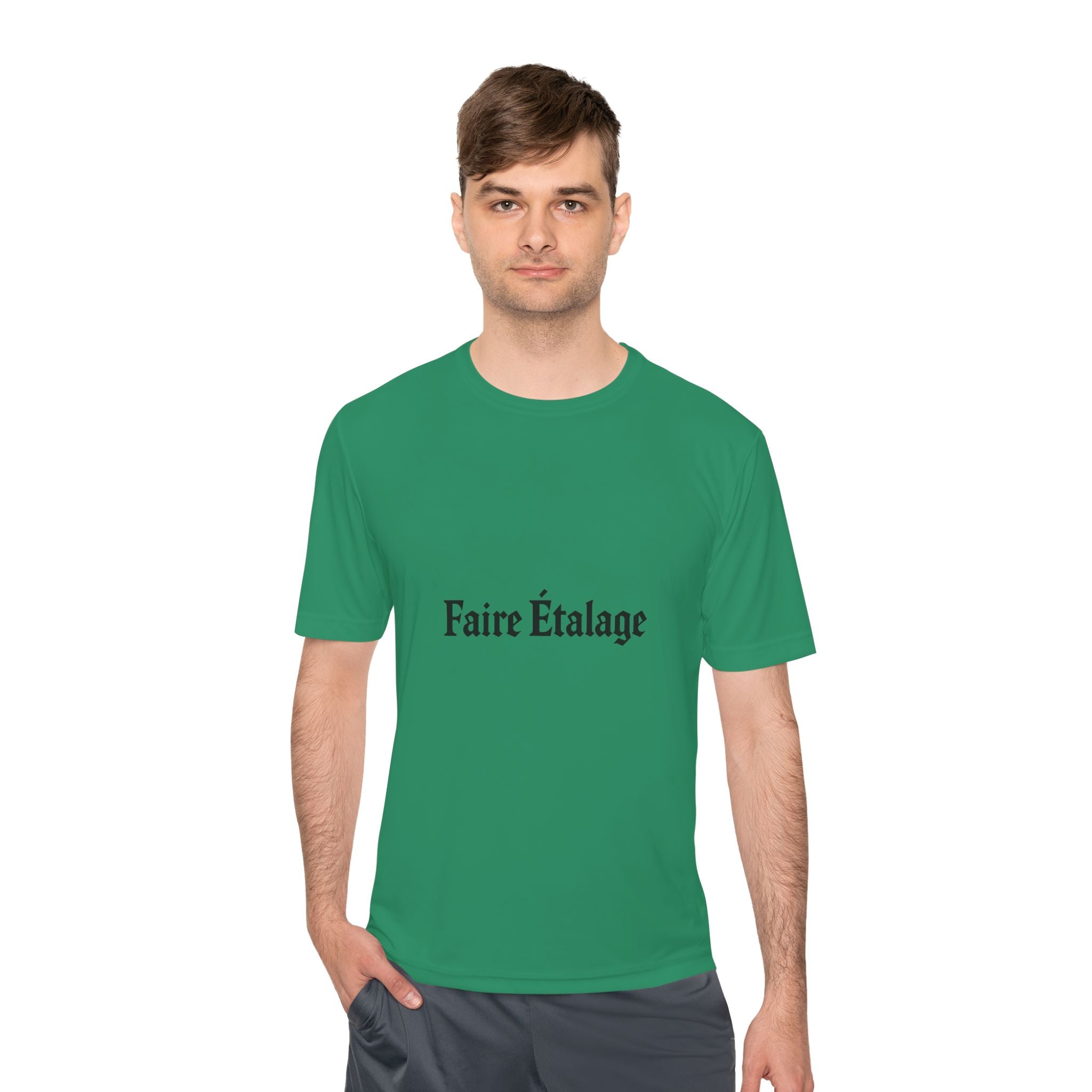 Faire Étalage Logo Tee — Minimal French Typography Moisture-Wicking Shirt