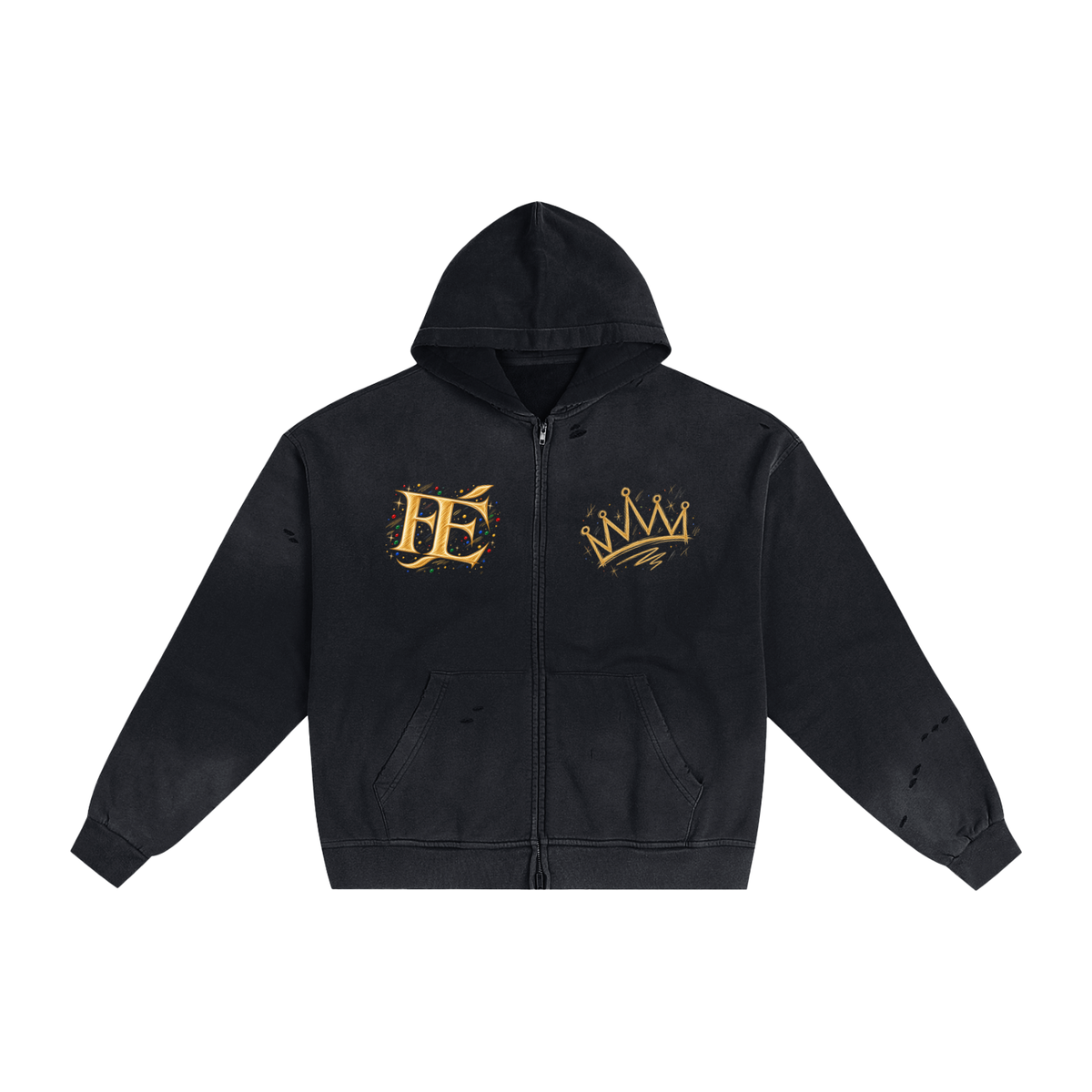 Le Faire Étalage Chess Royale Hand-Frayed Zip Hoodie