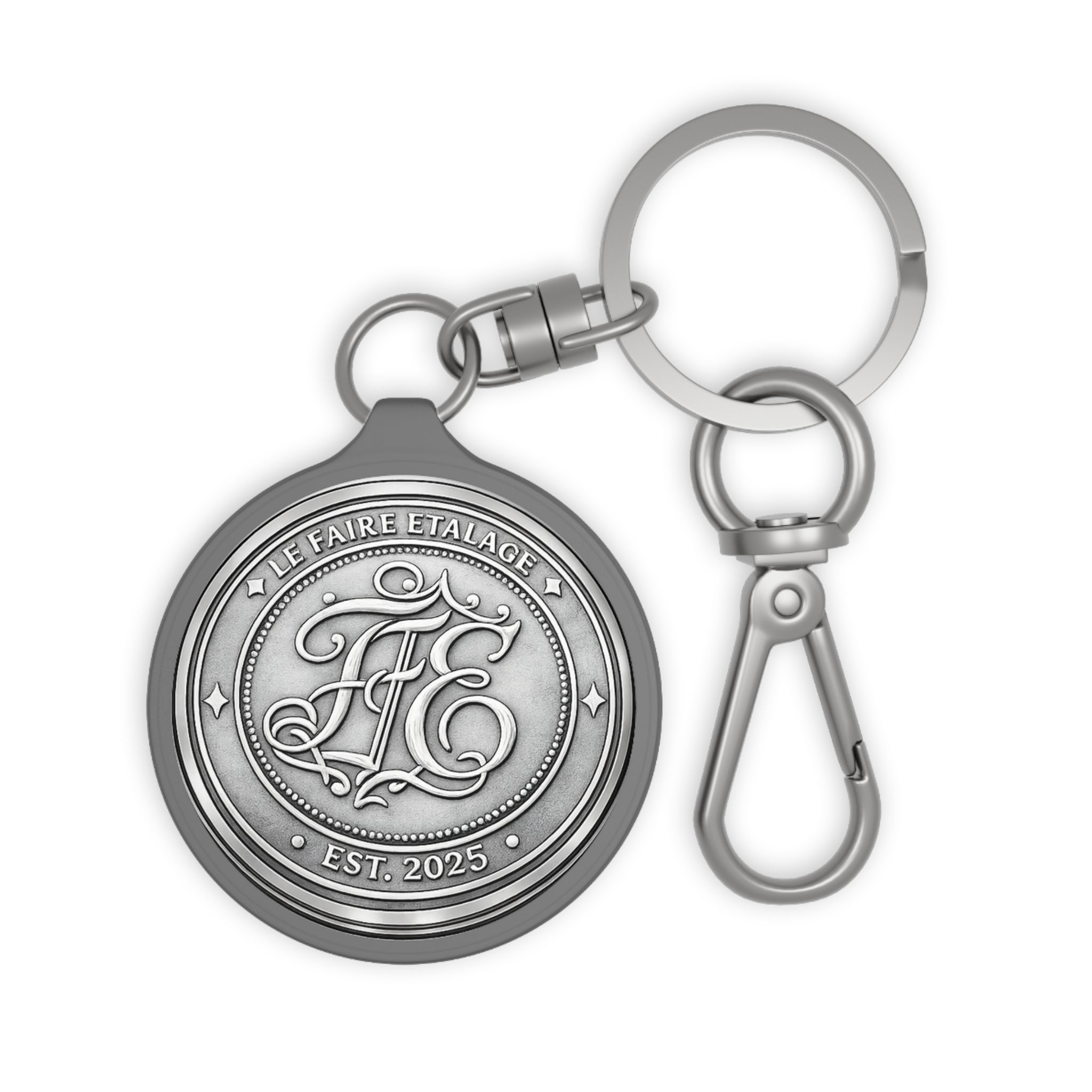 Leather Monogram Keyring Tag – "Le Faire Étalage" EST. 2025 Vintage Keychain