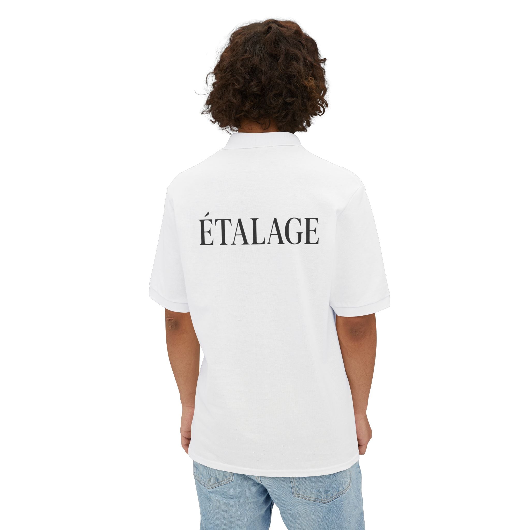 Faire Étalage Polo — Minimal French Word Graphic Polo Shirt