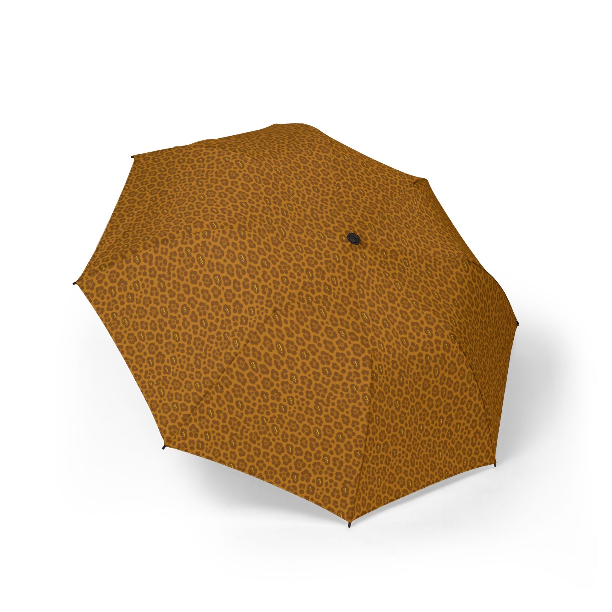 Foldable Umbrella — Compact Semi-Automatic Rain Umbrella with Brown Leopard Print