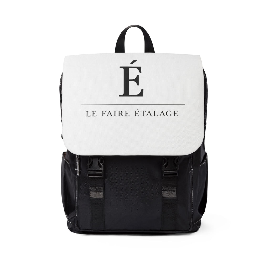 Canvas Flap Backpack — "É Le Faire Étalage" Minimalist Logo