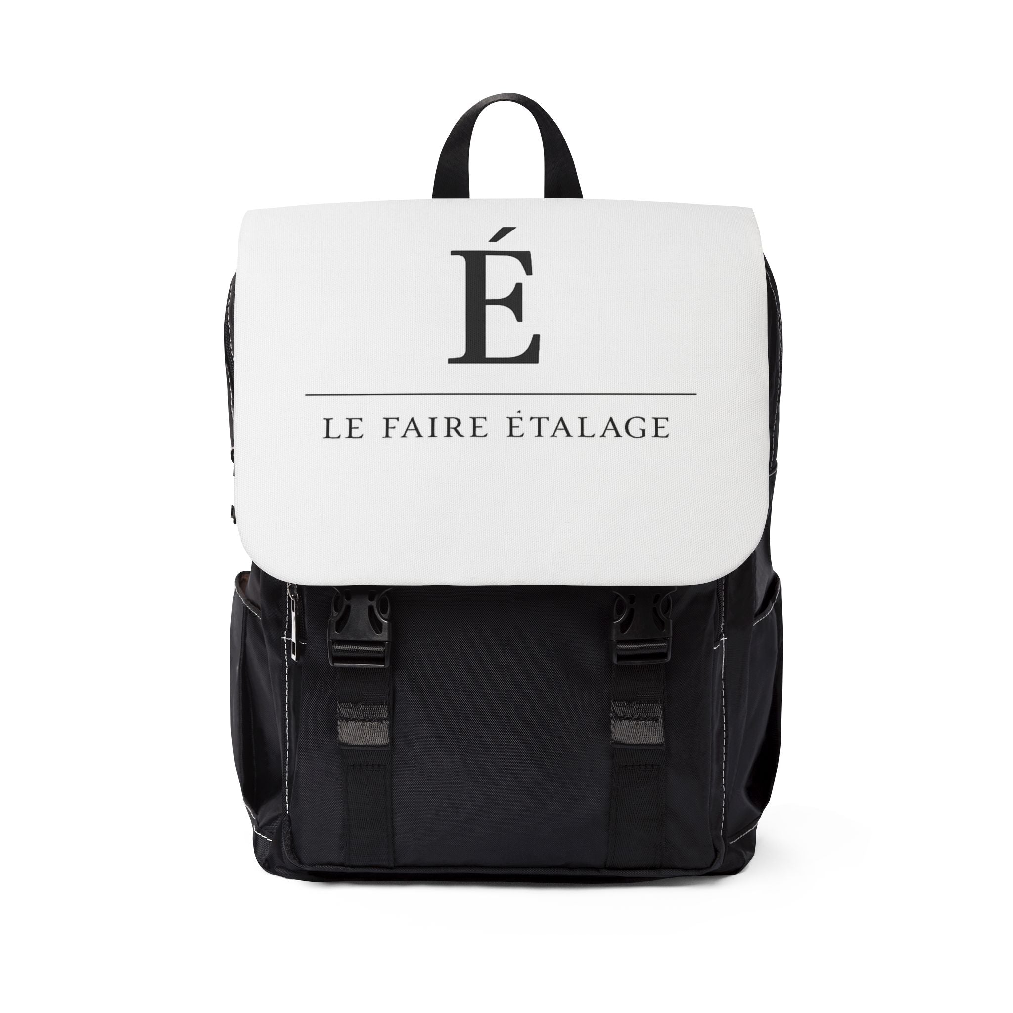 Canvas Flap Backpack — "É Le Faire Étalage" Minimalist Logo