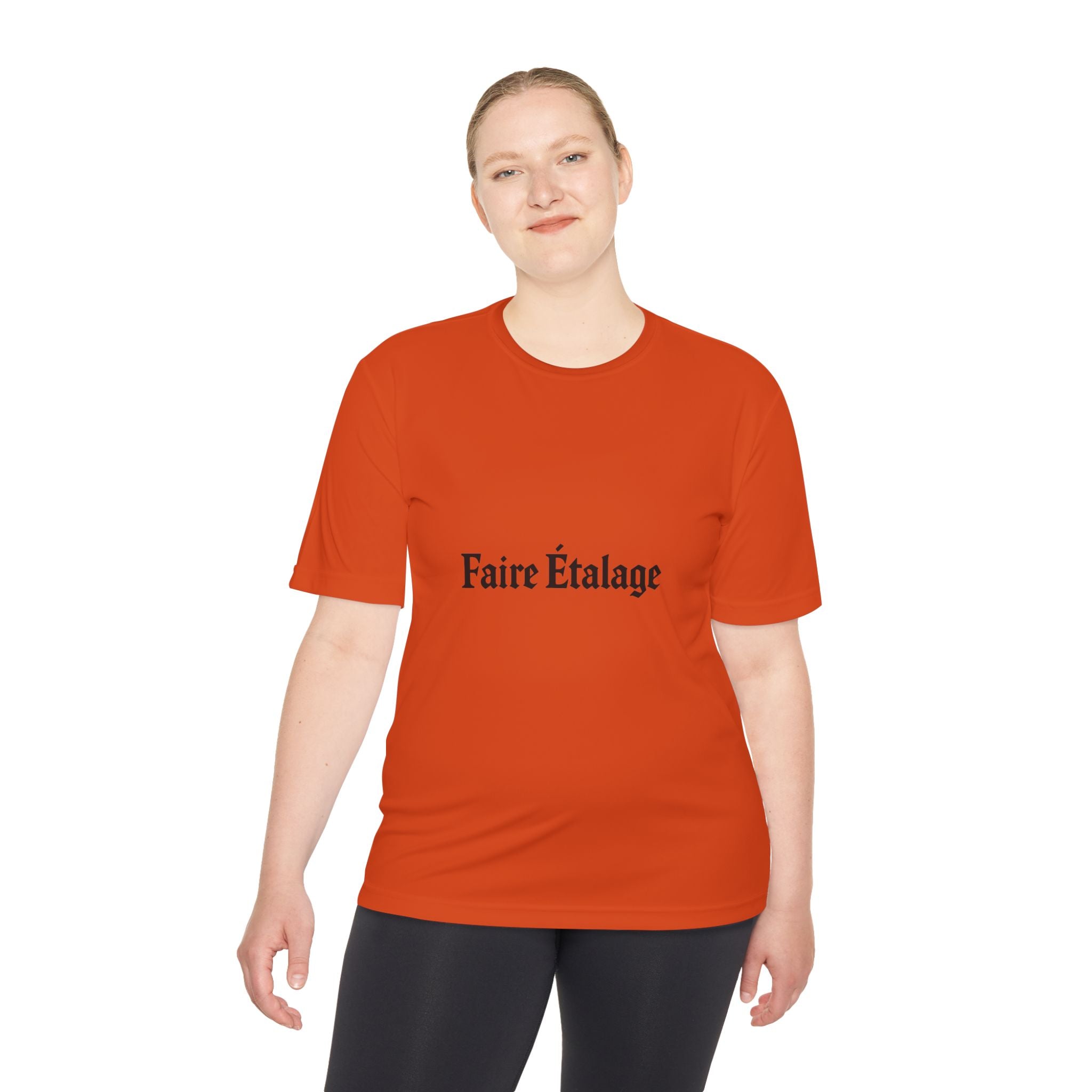 Faire Étalage Logo Tee — Minimal French Typography Moisture-Wicking Shirt