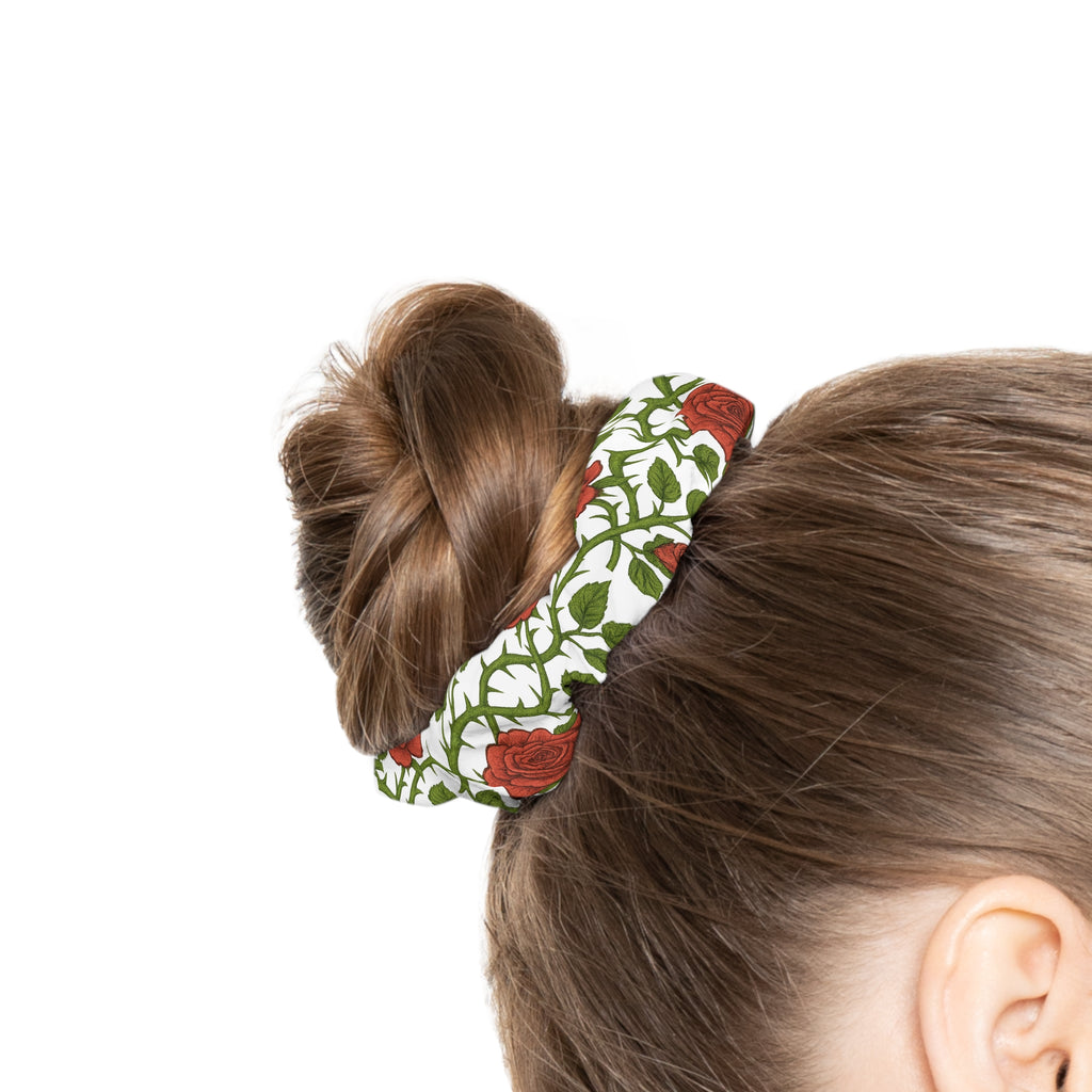 Red Rose Vine Scrunchie — Floral Hair Tie for Romantic & Everyday Styles
