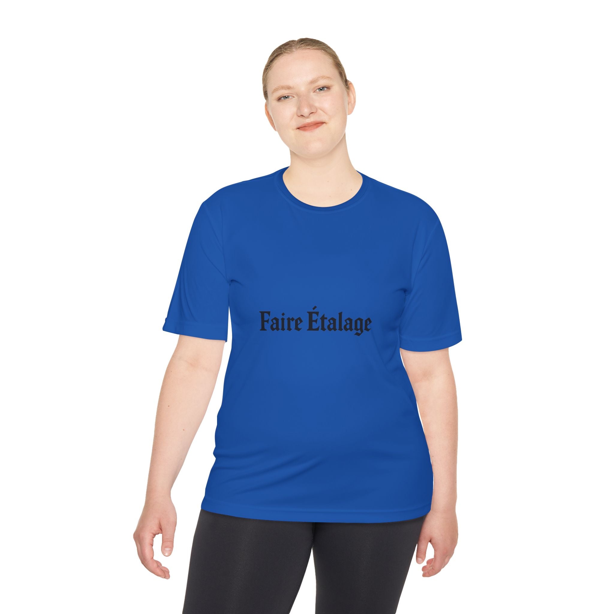 Faire Étalage Logo Tee — Minimal French Typography Moisture-Wicking Shirt