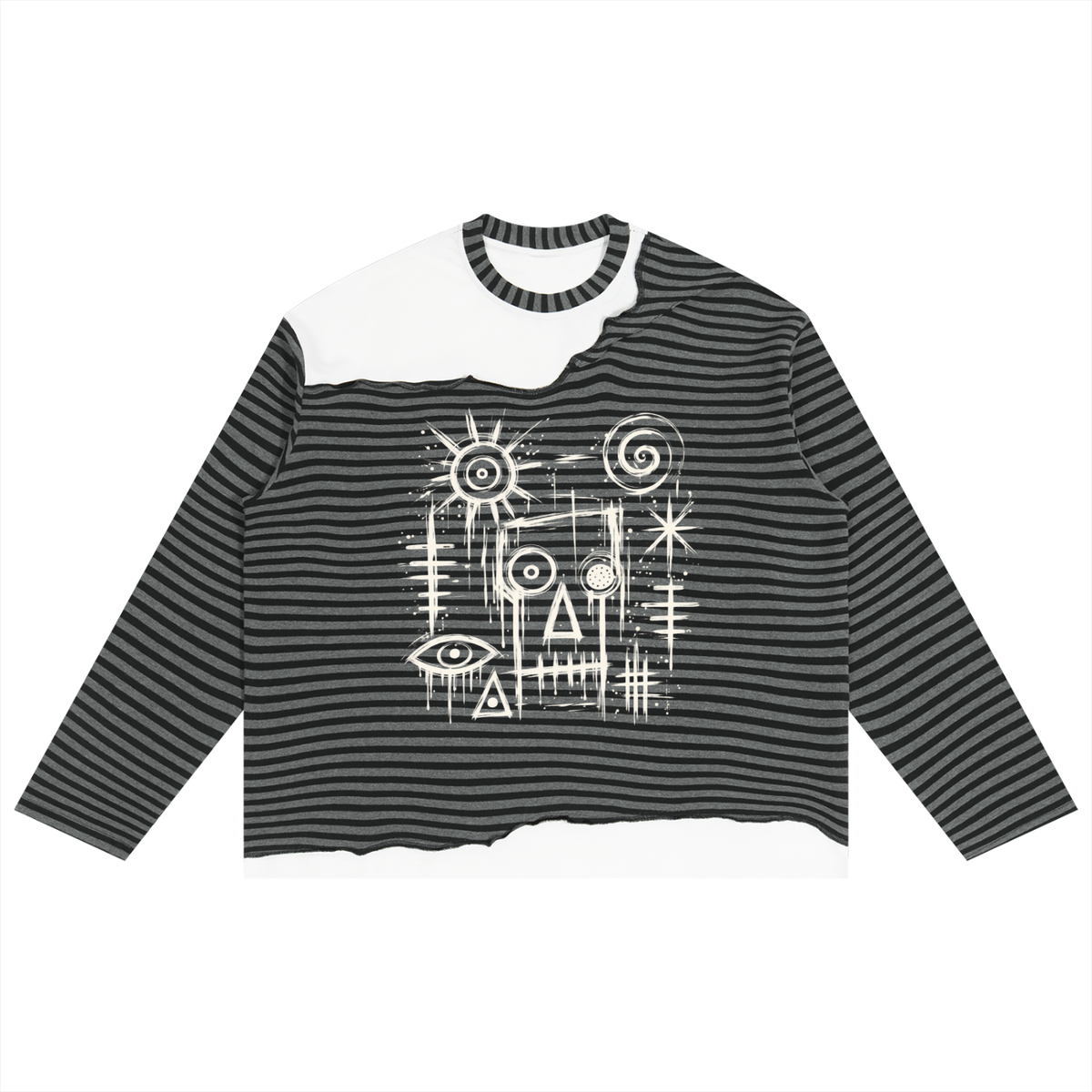 Samo's Ghost Deconstructed Two-Tone Striped Sweater