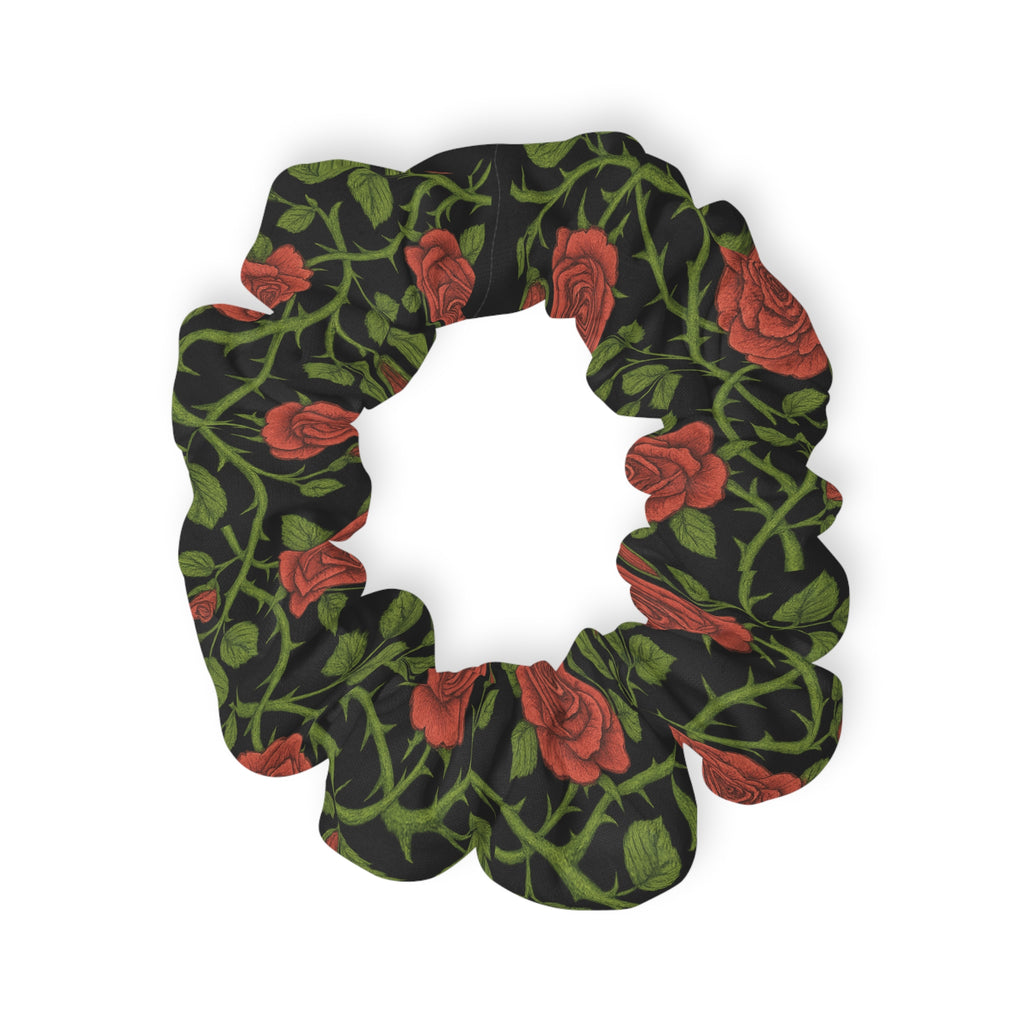 Red Rose Vine Scrunchie — Floral Hair Tie for Romantic & Everyday Styles