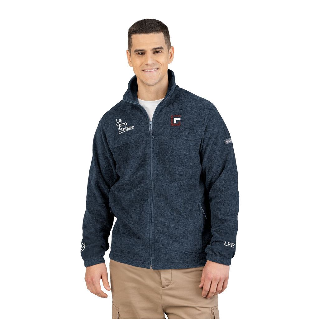 Embroidered Columbia Fleece Jacket — Charcoal Cozy Outdoor Jacket