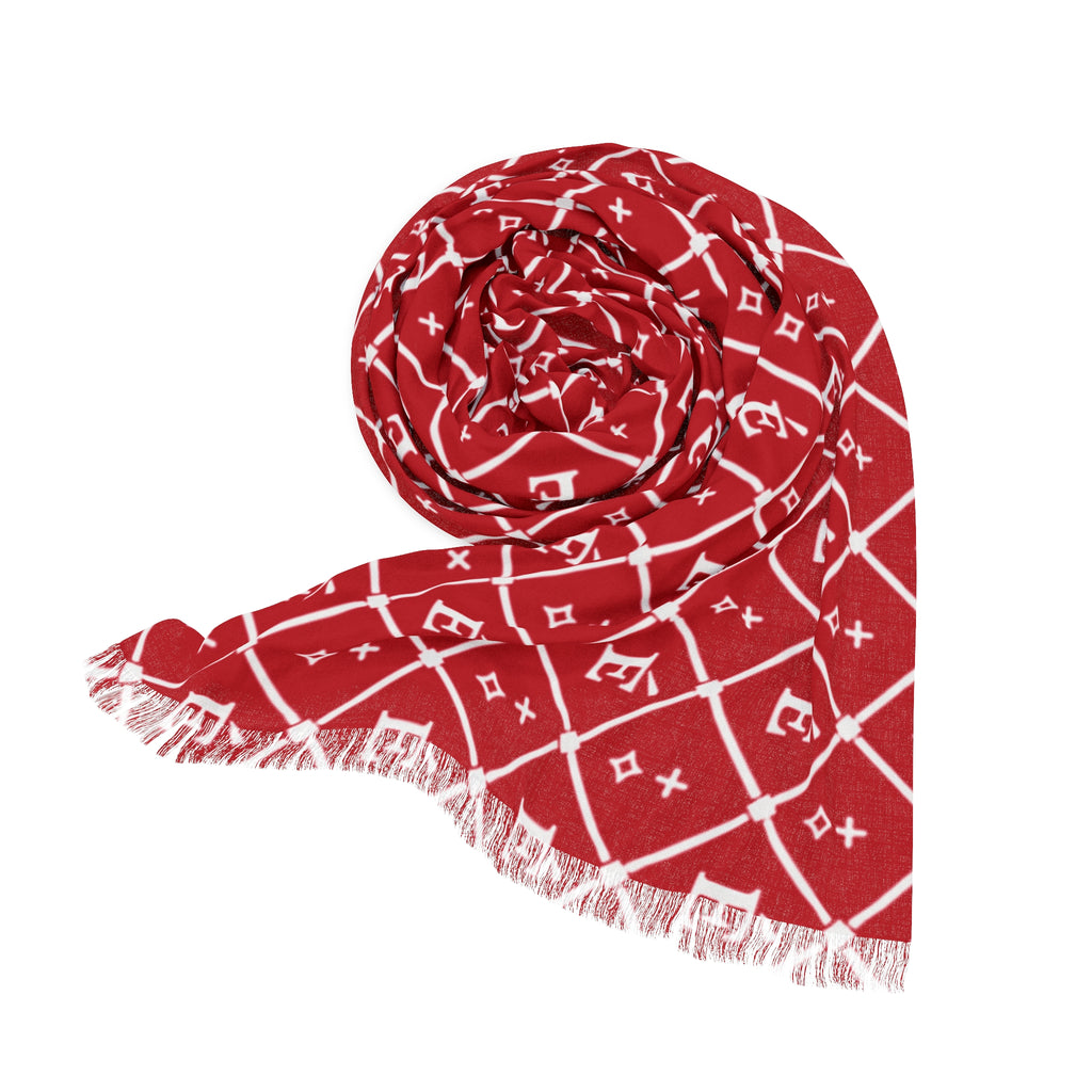 Monogram Lattice Light Scarf — Reversible Red/Pink Knit Fashion Scarf