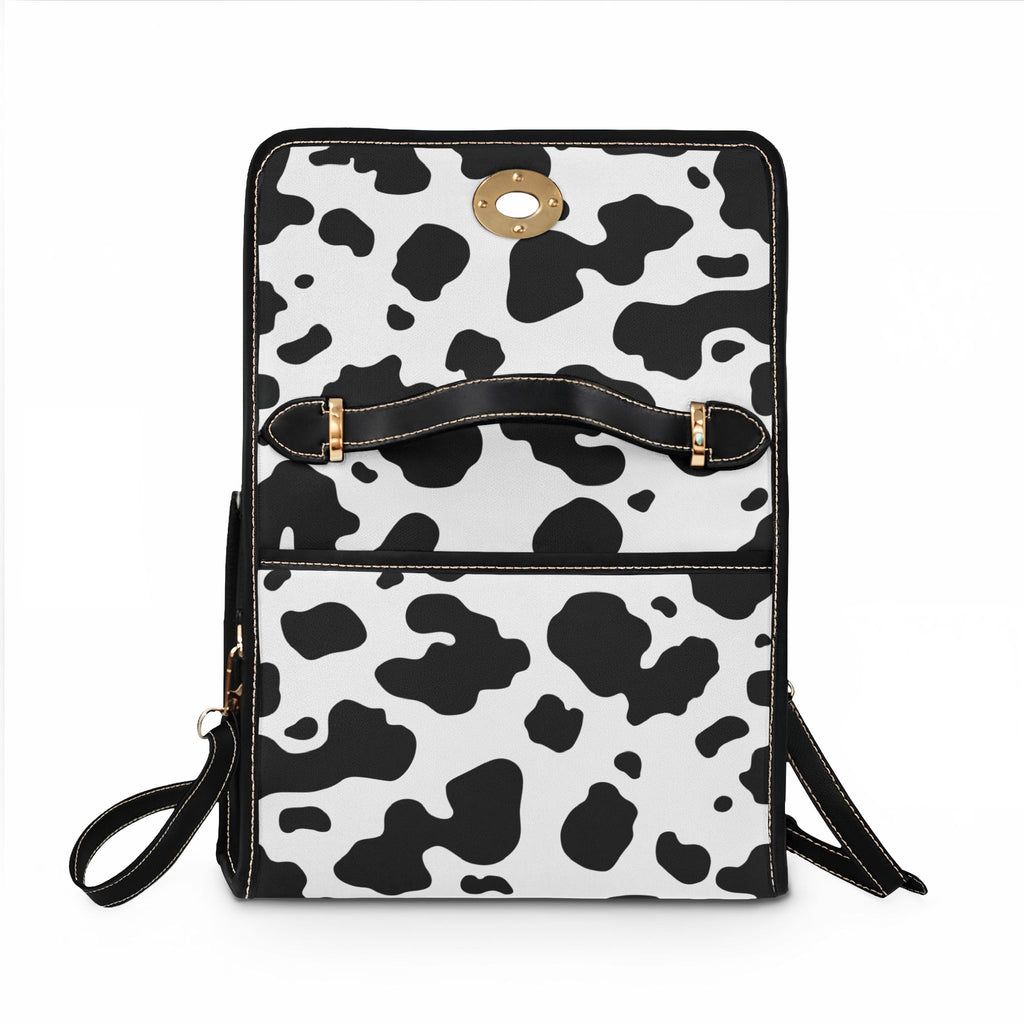 Cow Print Waterproof Canvas Bag — Black