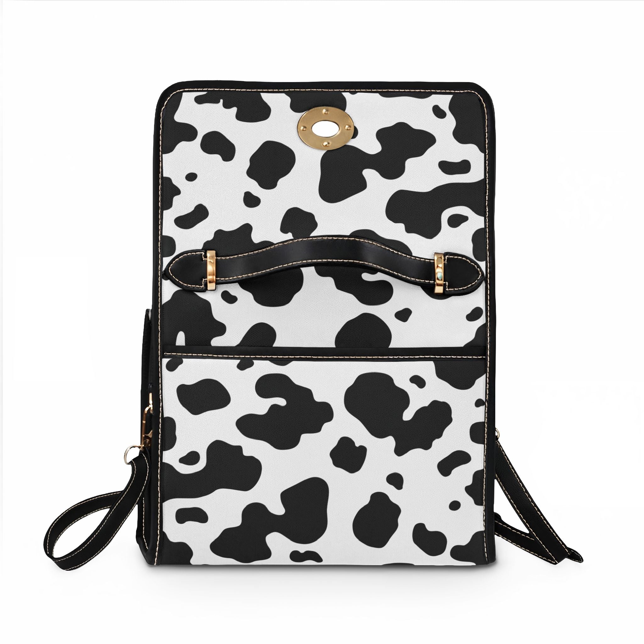 Cow Print Waterproof Canvas Bag — Black
