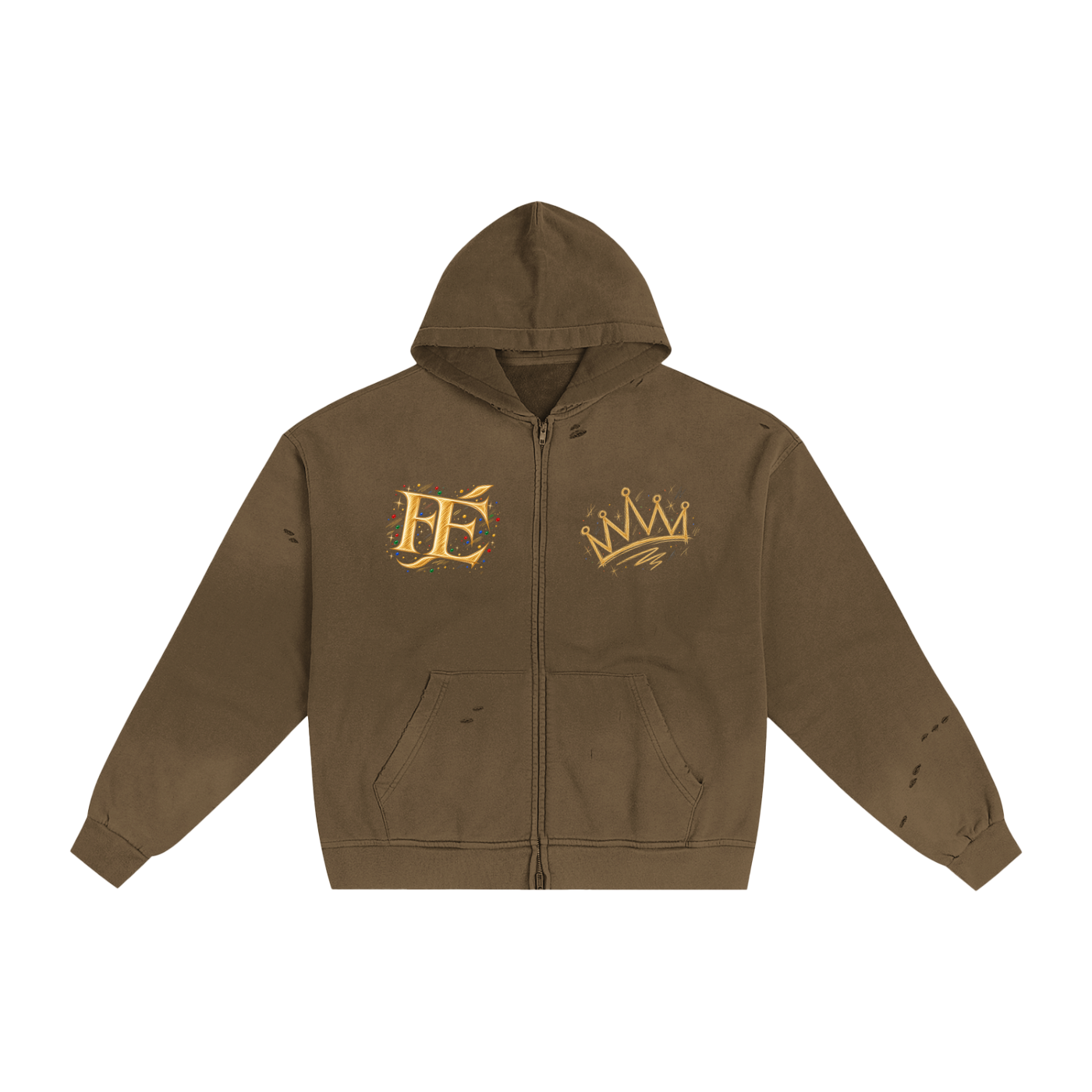 Le Faire Étalage Chess Royale Hand-Frayed Zip Hoodie